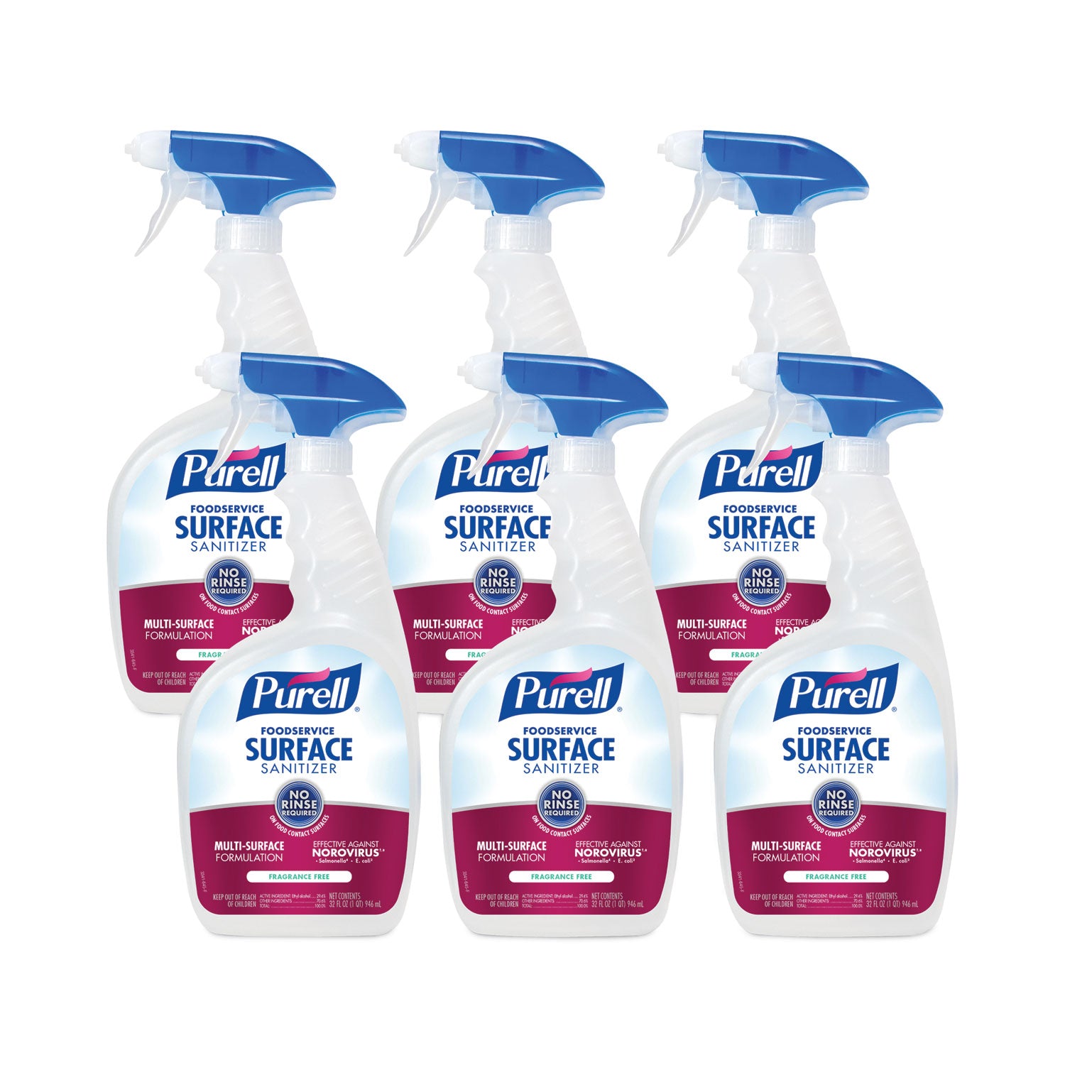 Foodservice Surface Sanitizer3, Fragrance Free, 32 oz Bottle with Spray Trigger Attached, 6/Carton