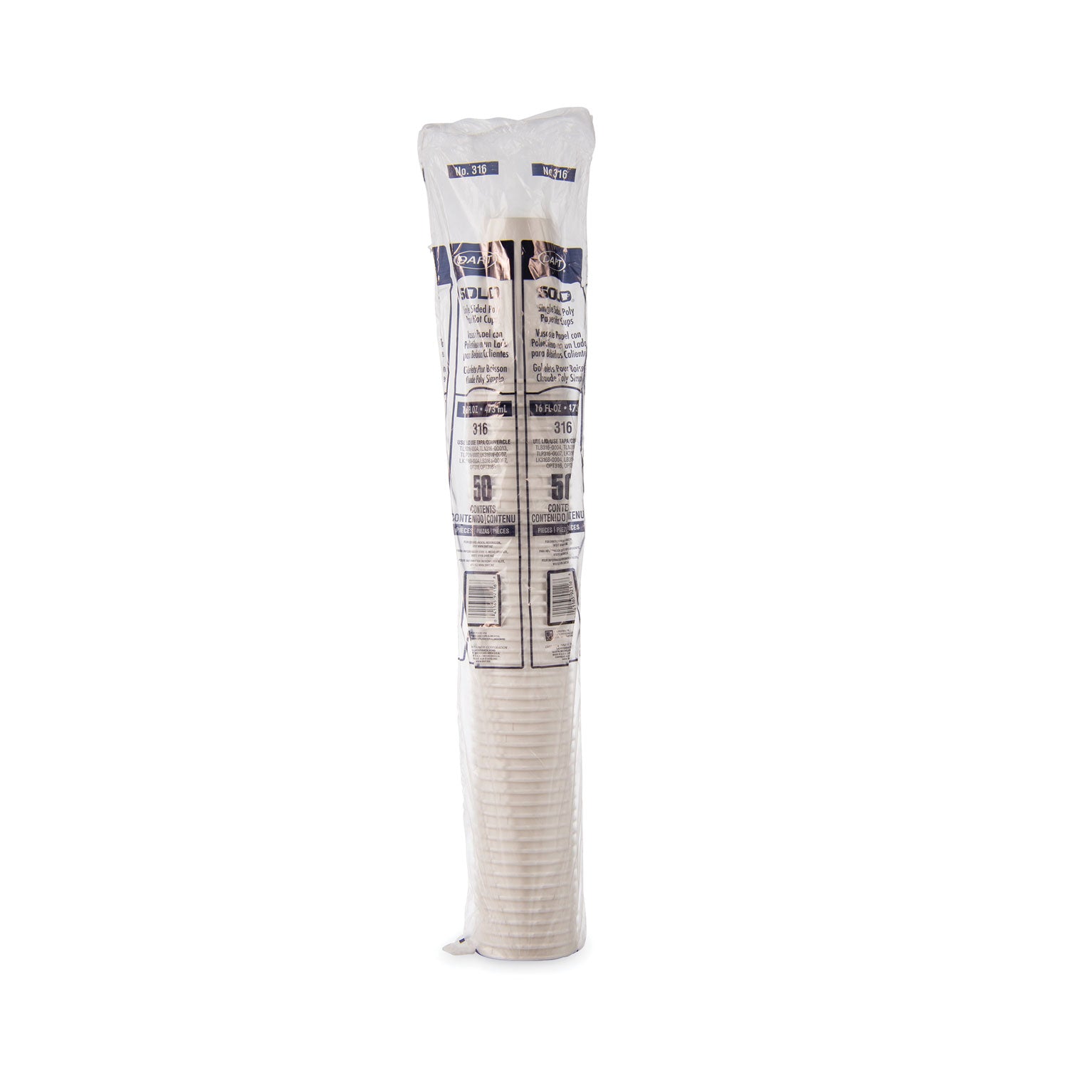 Single-Sided Poly Paper Hot Cups, 16 oz, White, 50/Sleeve, 20 Sleeves/Carton