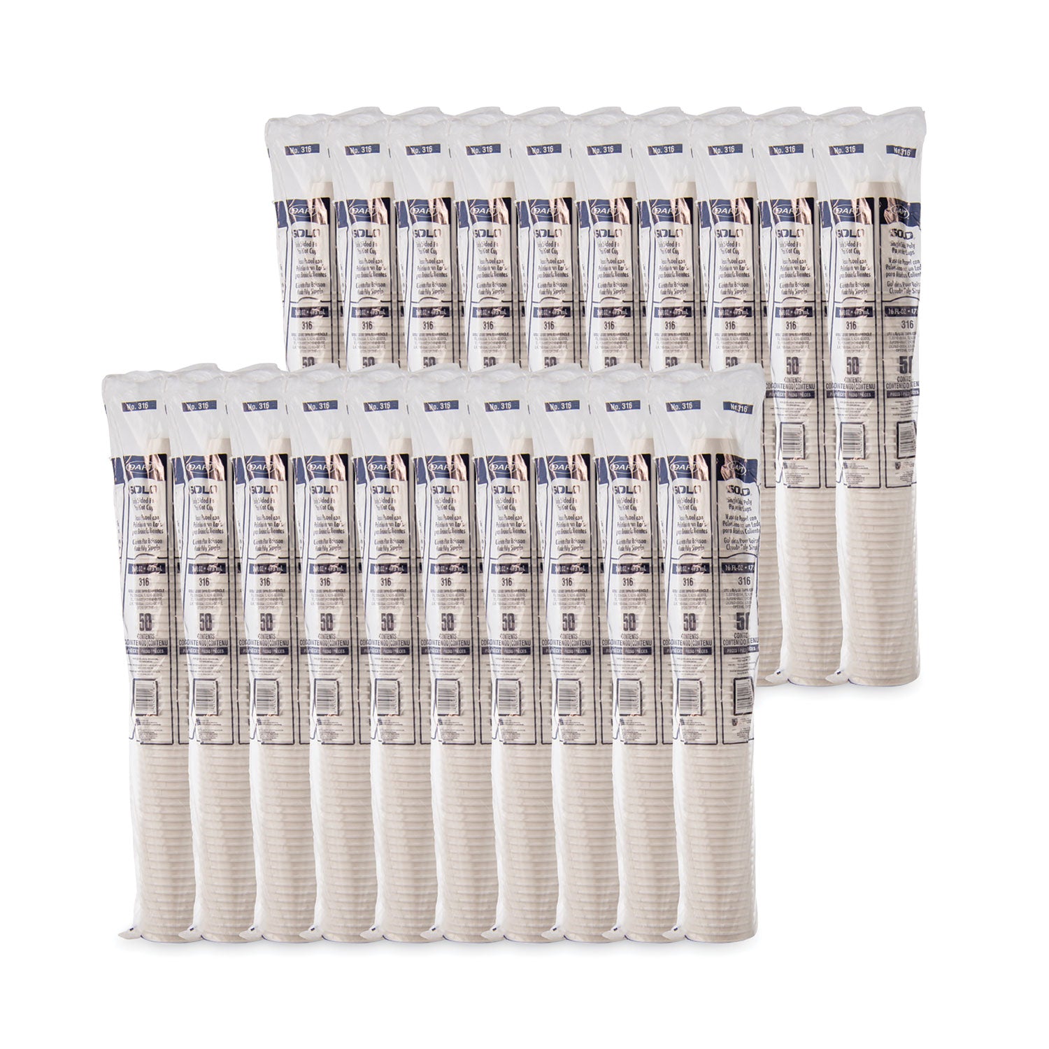 Single-Sided Poly Paper Hot Cups, 16 oz, White, 50/Sleeve, 20 Sleeves/Carton