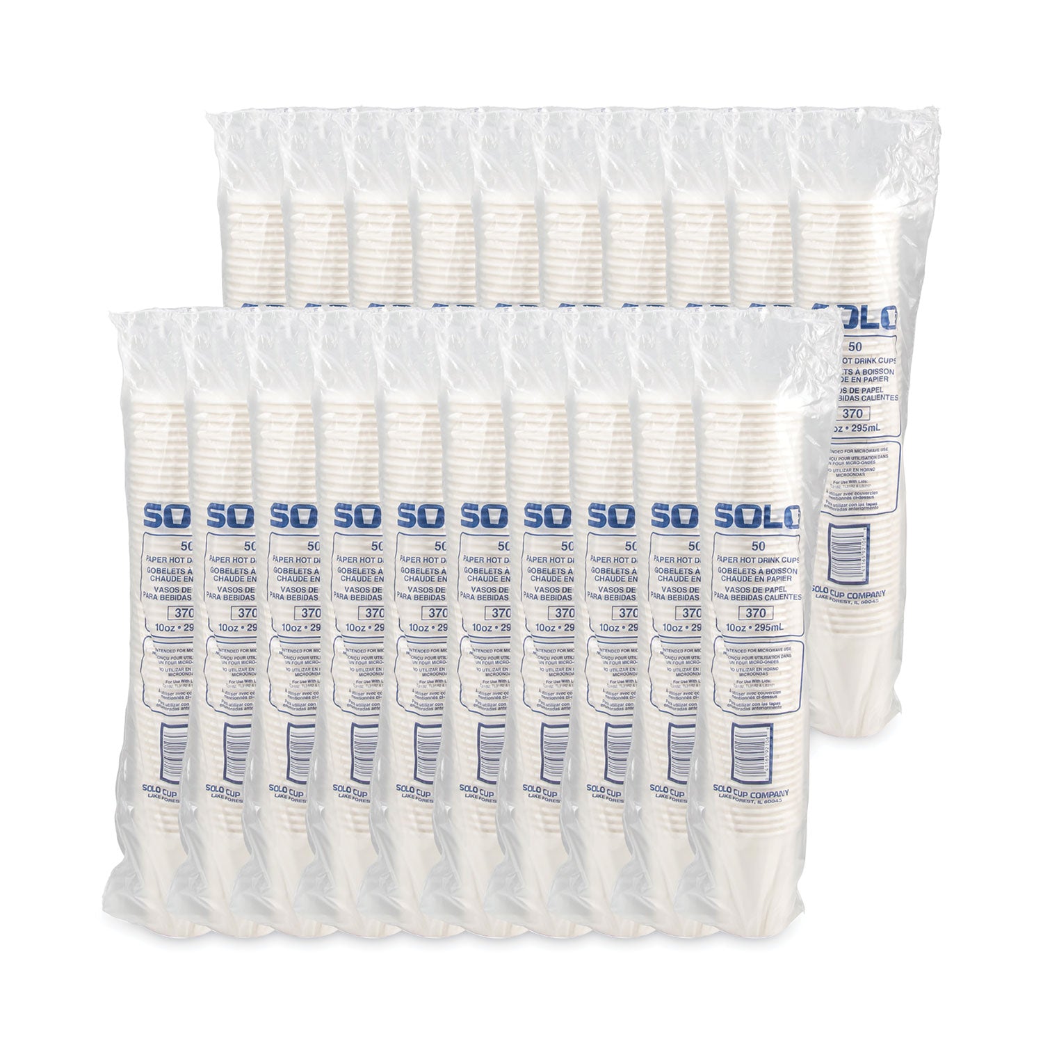 Single-Sided Poly Paper Hot Cups, 10 oz, White, 50/Sleeve, 20 Sleeves/Carton