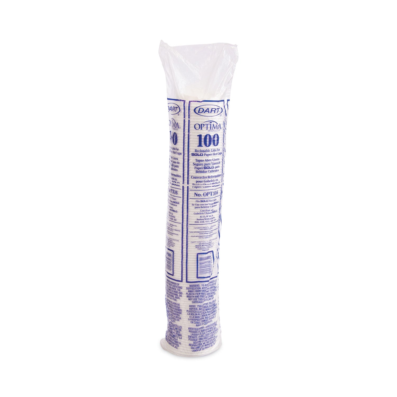Optima Reclosable Lids for Hot Paper Cups, Fits 10 oz to 24 oz Hot Cups, Plastic, White, 1,000/Carton