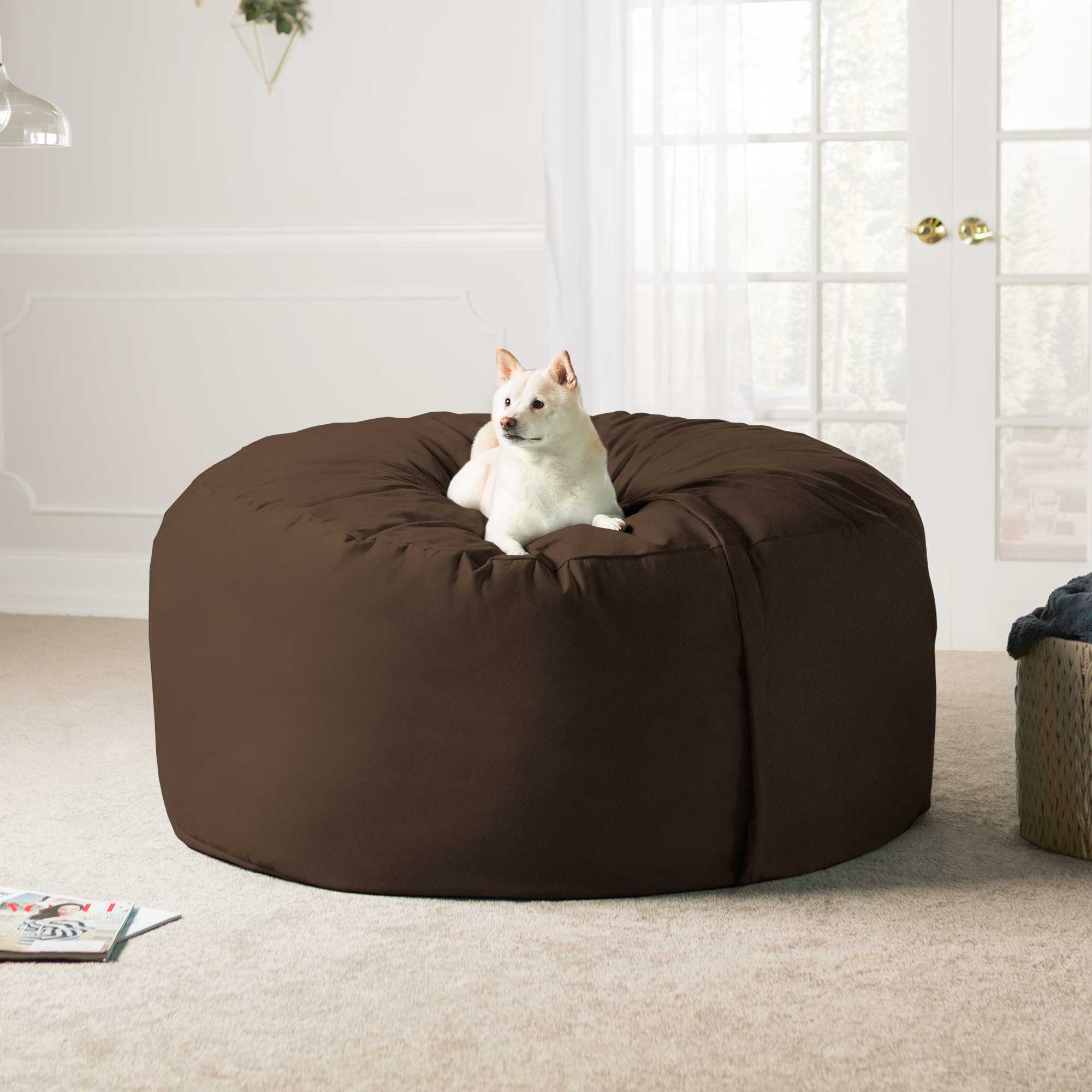 Jaxx Saxx 5 Foot Large Bean Bag w/ Removable Cover, Chocolate