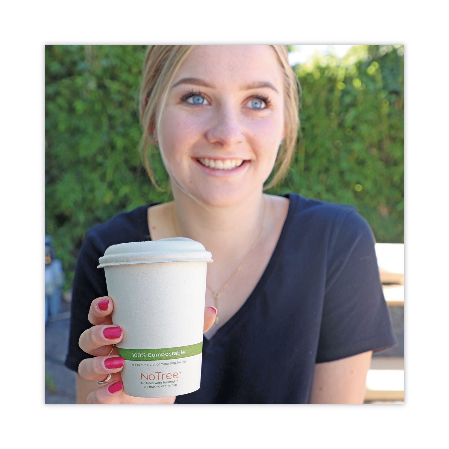 PLA Lids for Hot Cups, Fits 8 oz Hot Cups, Plastic, White, 1,000/Carton