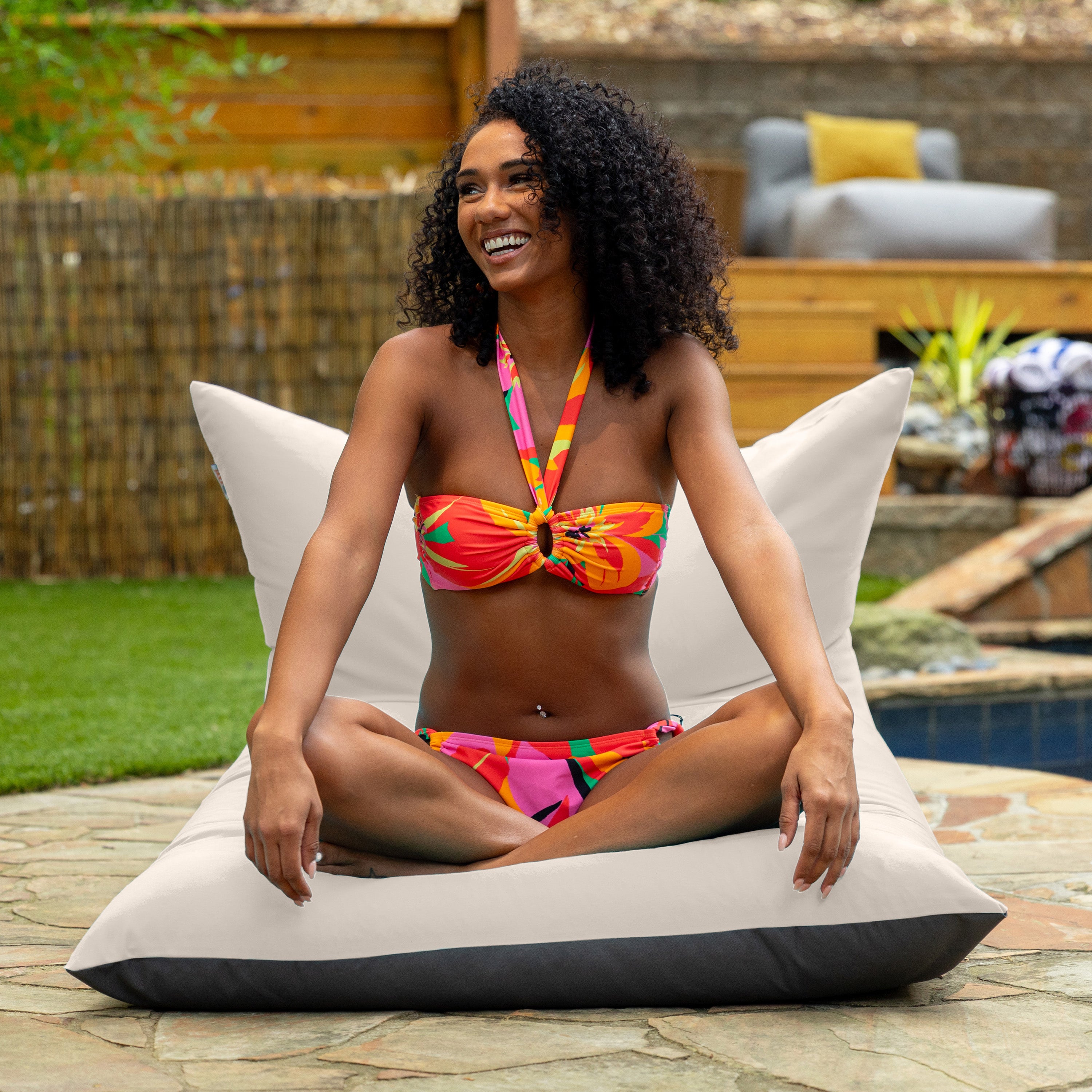 Jaxx Finster Outdoor Bean Bag Lounge Chair - Sunbrella Pearl
