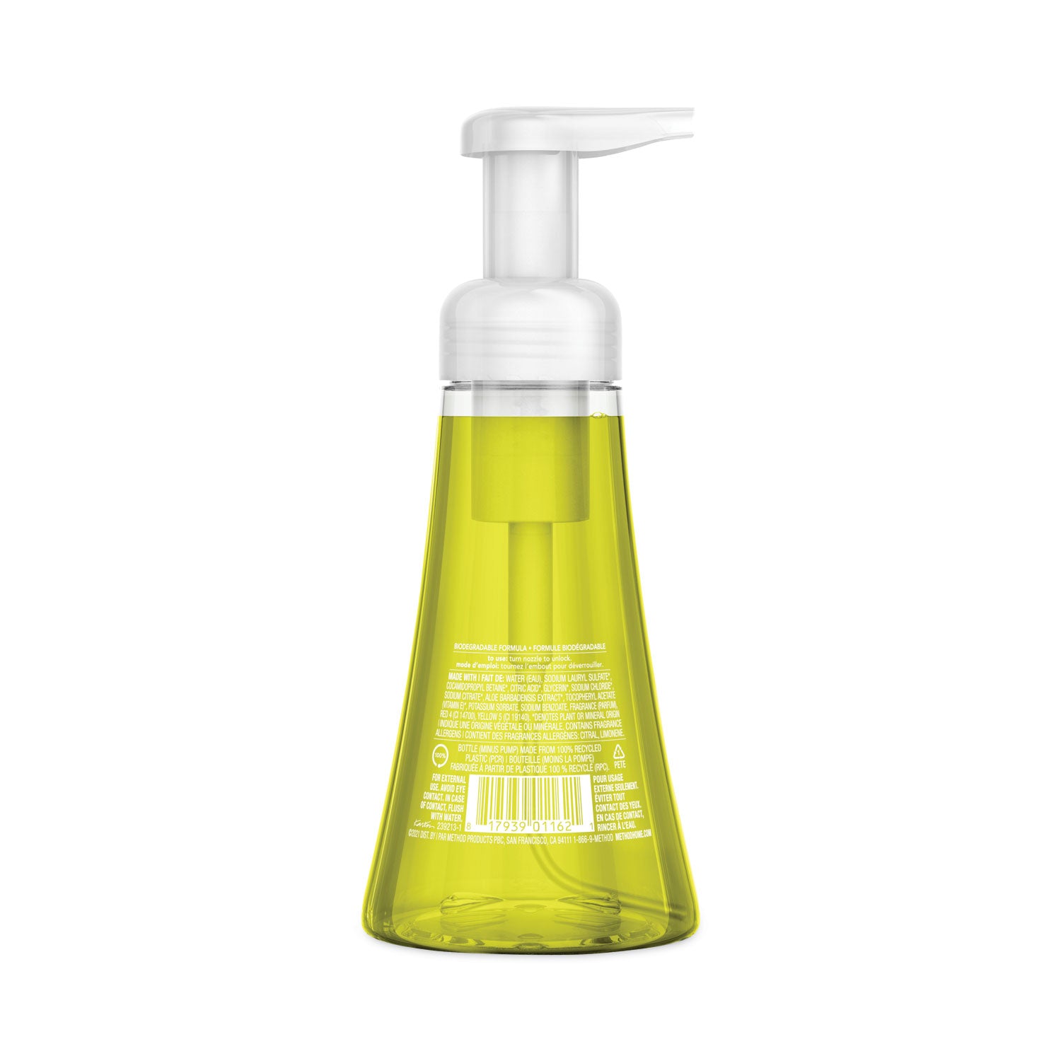 Method Foaming Hand Soap - Lemon Mint Scent - 10 fl oz - Pump Bottle Dispenser - Hand - Lemon Yellow - Paraben-free, Phthalate-free, Triclosan-free - 1 Each