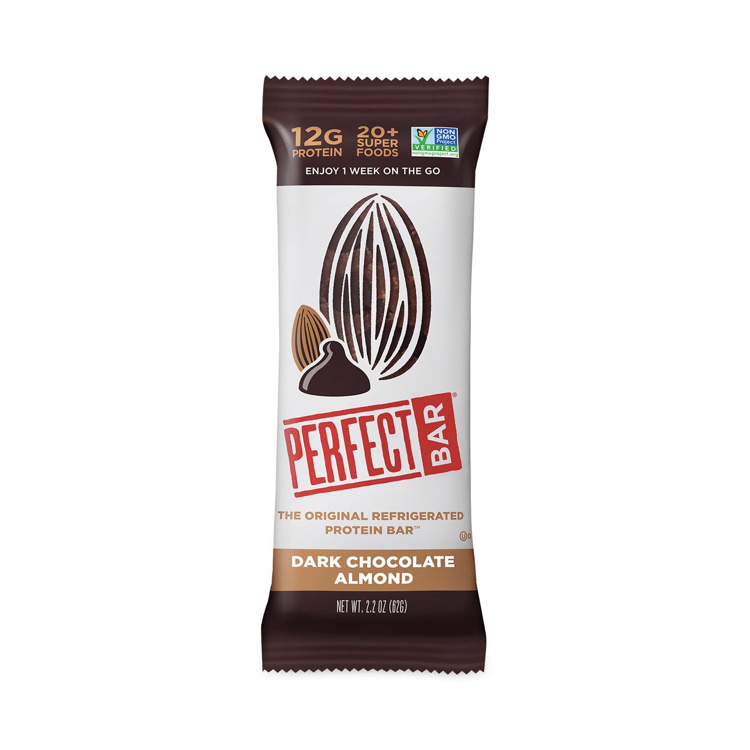 Refrigerated Protein Bar, Dark Chocolate Almond, 2.2 oz Bar, 16/Carton