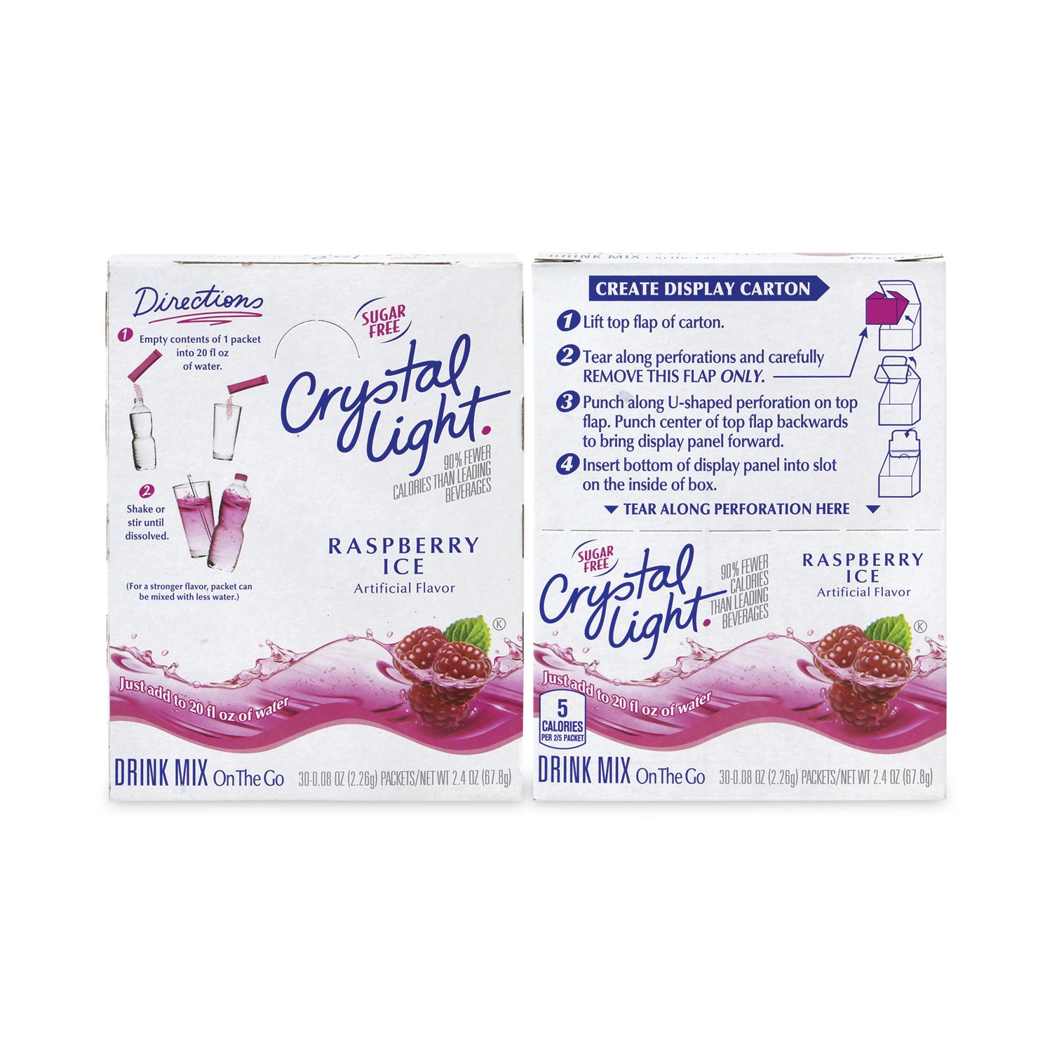Crystal Light On-The-Go Mix, Raspberry Ice, 60 Packets per Carton