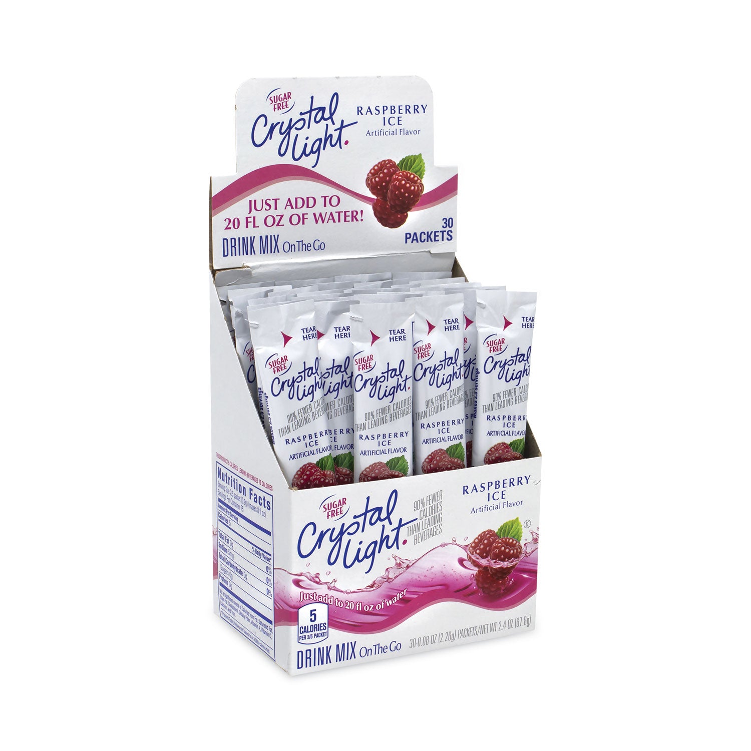 Crystal Light On-The-Go Mix, Raspberry Ice, 60 Packets per Carton