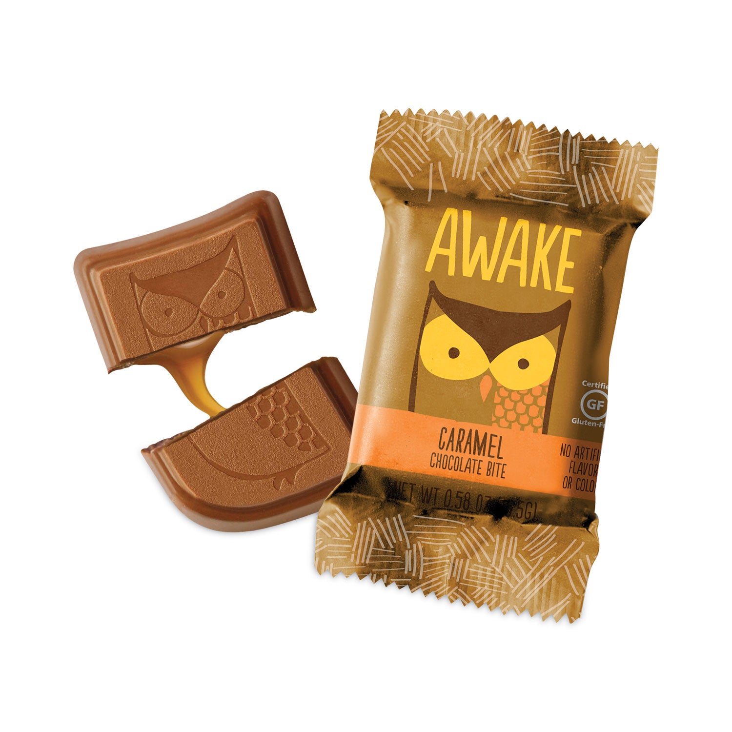 Caramel, Chocolate - Individually Wrapped, No Artificial Flavor, No Artificial Color, Gluten-free - 0.58 oz - 50 /Box - 1 / Carton