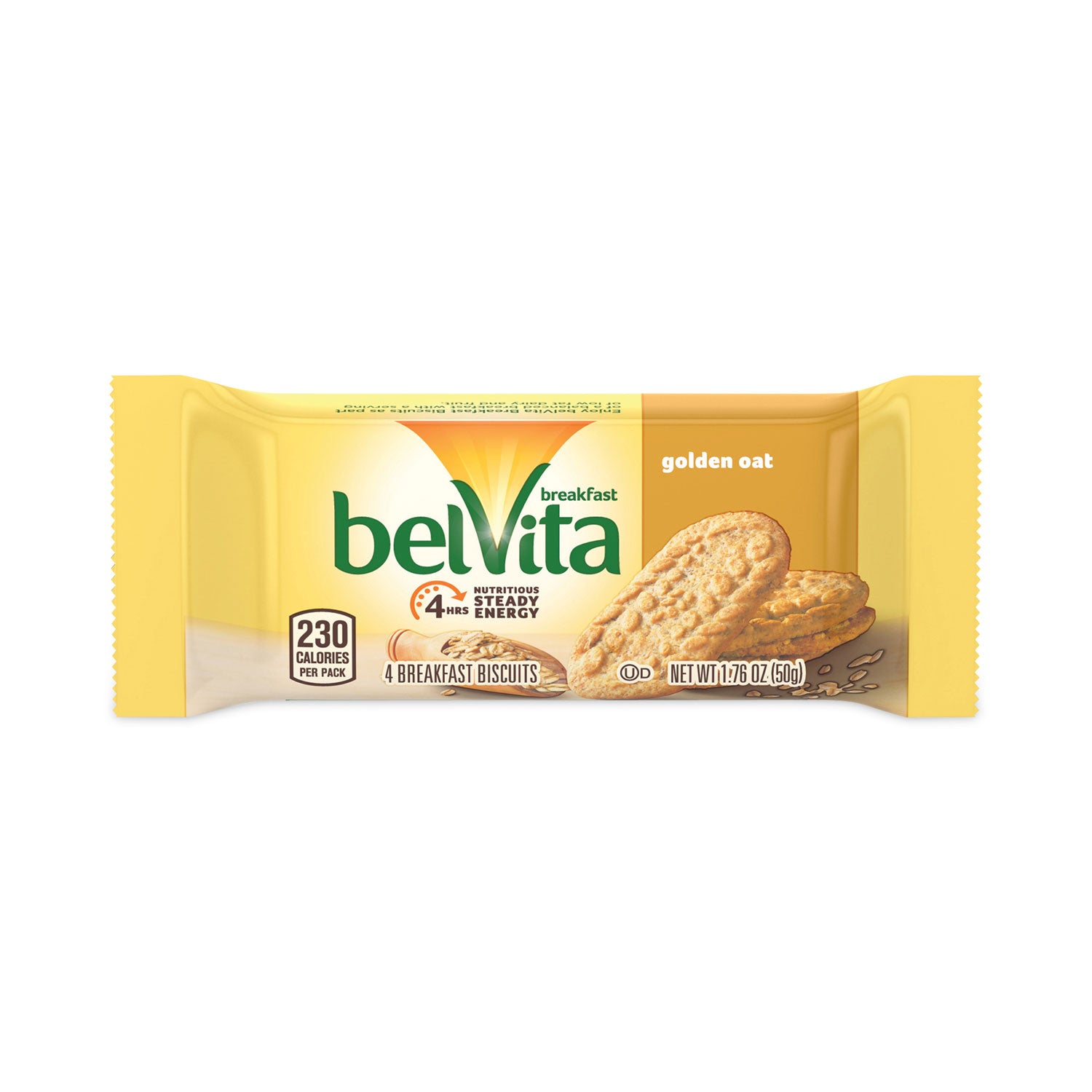 Belvita Breakfast Biscuits, Golden Oat, Crunchy, Sweet, No Artificial Flavors or Sweeteners, Low Fat, 1.76 oz, 36/Carton