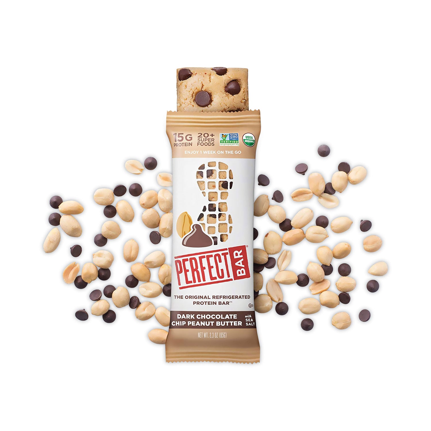 Refrigerated Protein Bar, Dark Chocolate Peanut Butter with Sea Salt, 2.3 oz Bar, 16/Carton