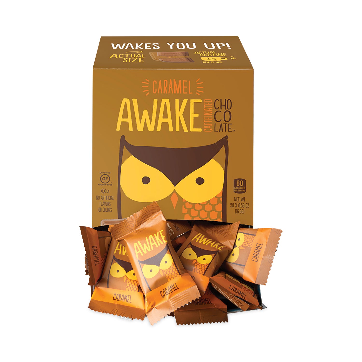 Caramel, Chocolate - Individually Wrapped, No Artificial Flavor, No Artificial Color, Gluten-free - 0.58 oz - 50 /Box - 1 / Carton