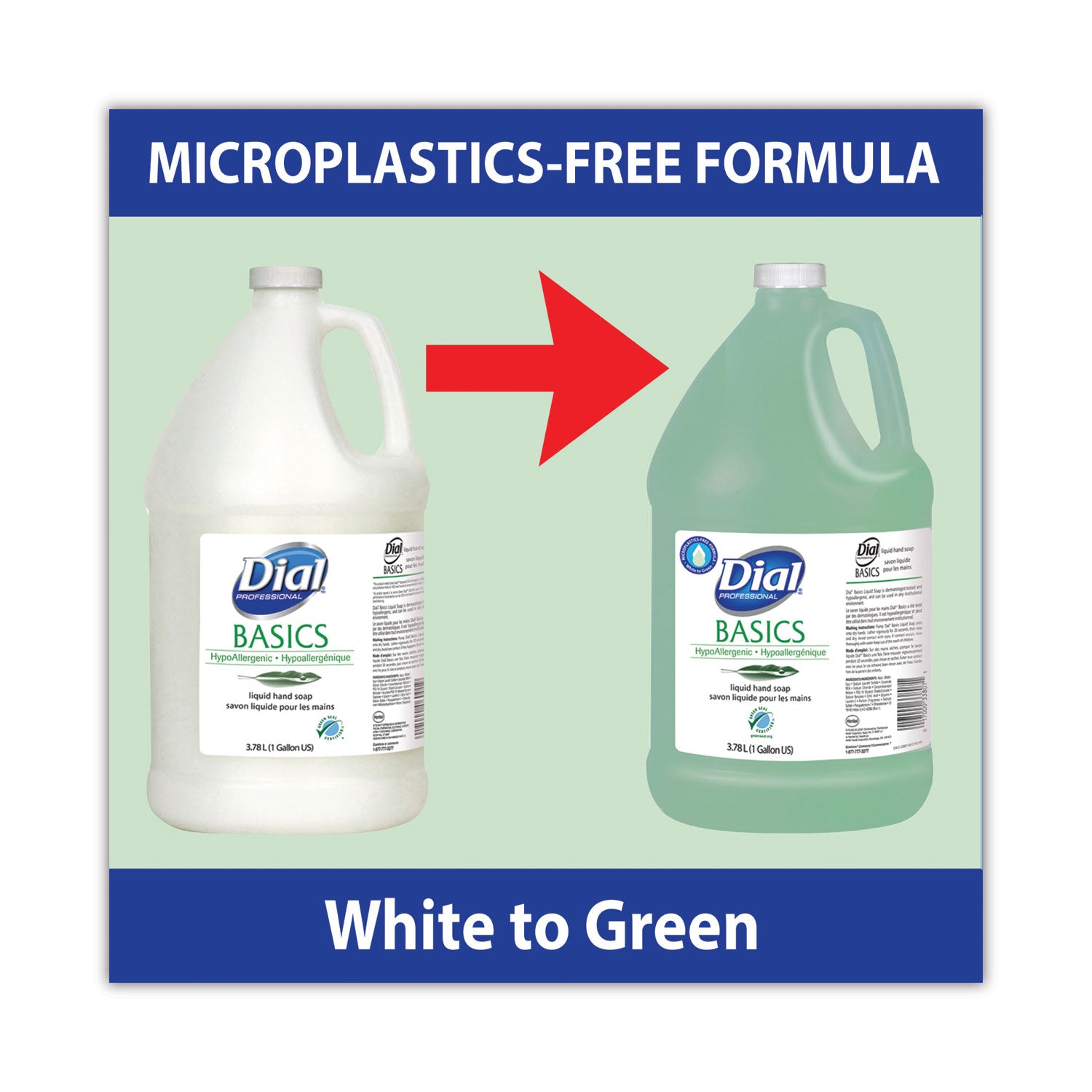 Dial Basics Liquid Hand Soap - 1 gal - Hand, Healthcare, School, Office, Restaurant, Daycare - Green - 4 / Carton