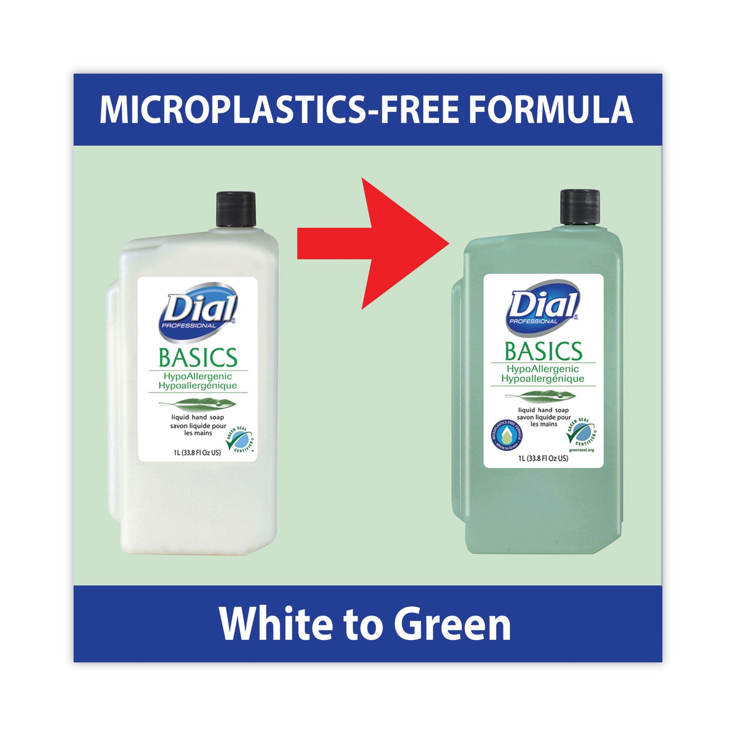 Dial Basics Liquid Hand Soap - 1.06 quart - Hand, Healthcare, School, Office, Restaurant, Daycare - Green - 1 Each
