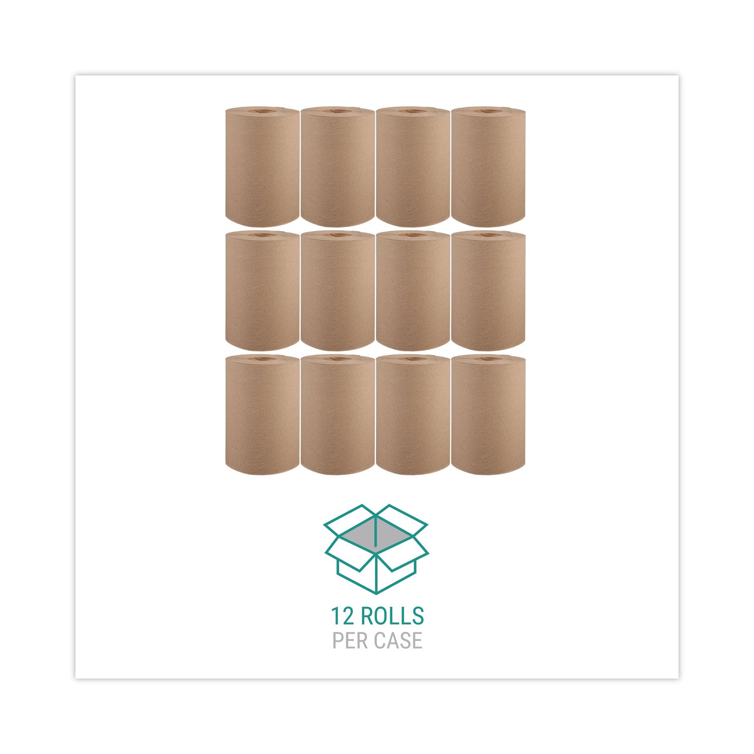 Hardwound Roll Towels, 1-Ply, 8" x 350 ft, Natural, 12 Rolls/Carton
