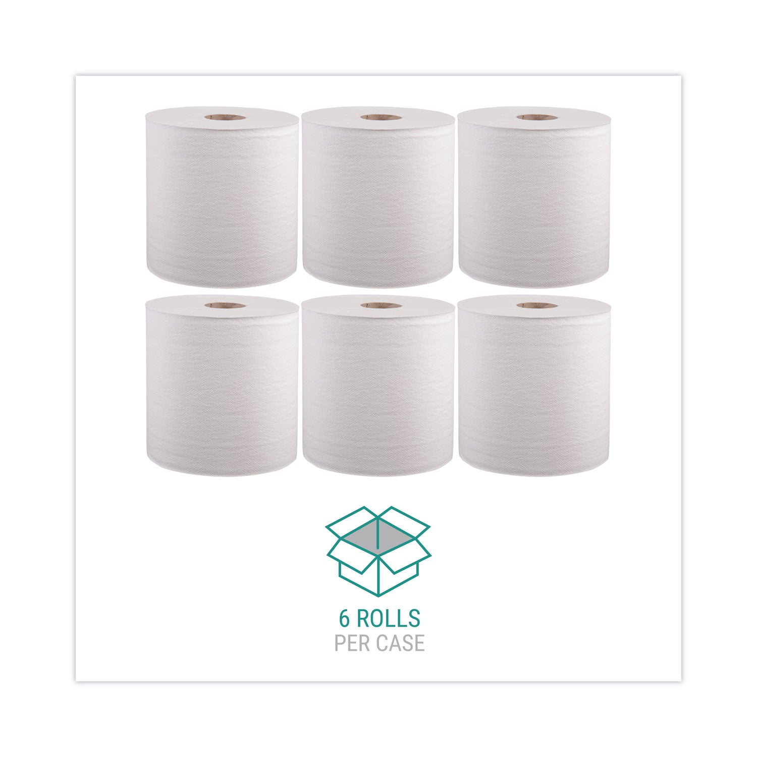 Hardwound Roll Towels, 1-Ply, 8" x 800 ft, White, 6 Rolls/Carton