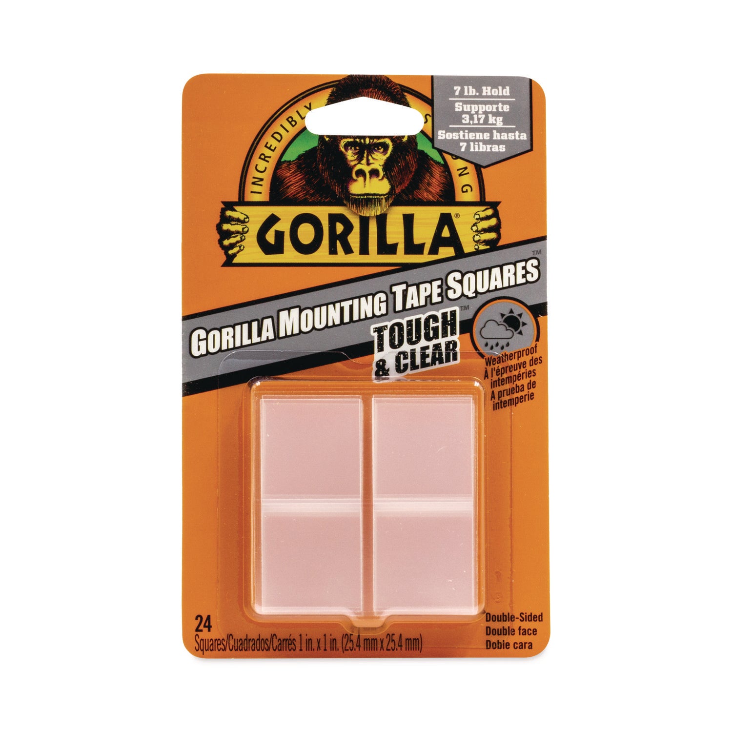 6067202 Gorilla Glue 1 In. x 1 In. 7 Lb. Capacity Permanent Clear Mounting Squares (24-Pack)