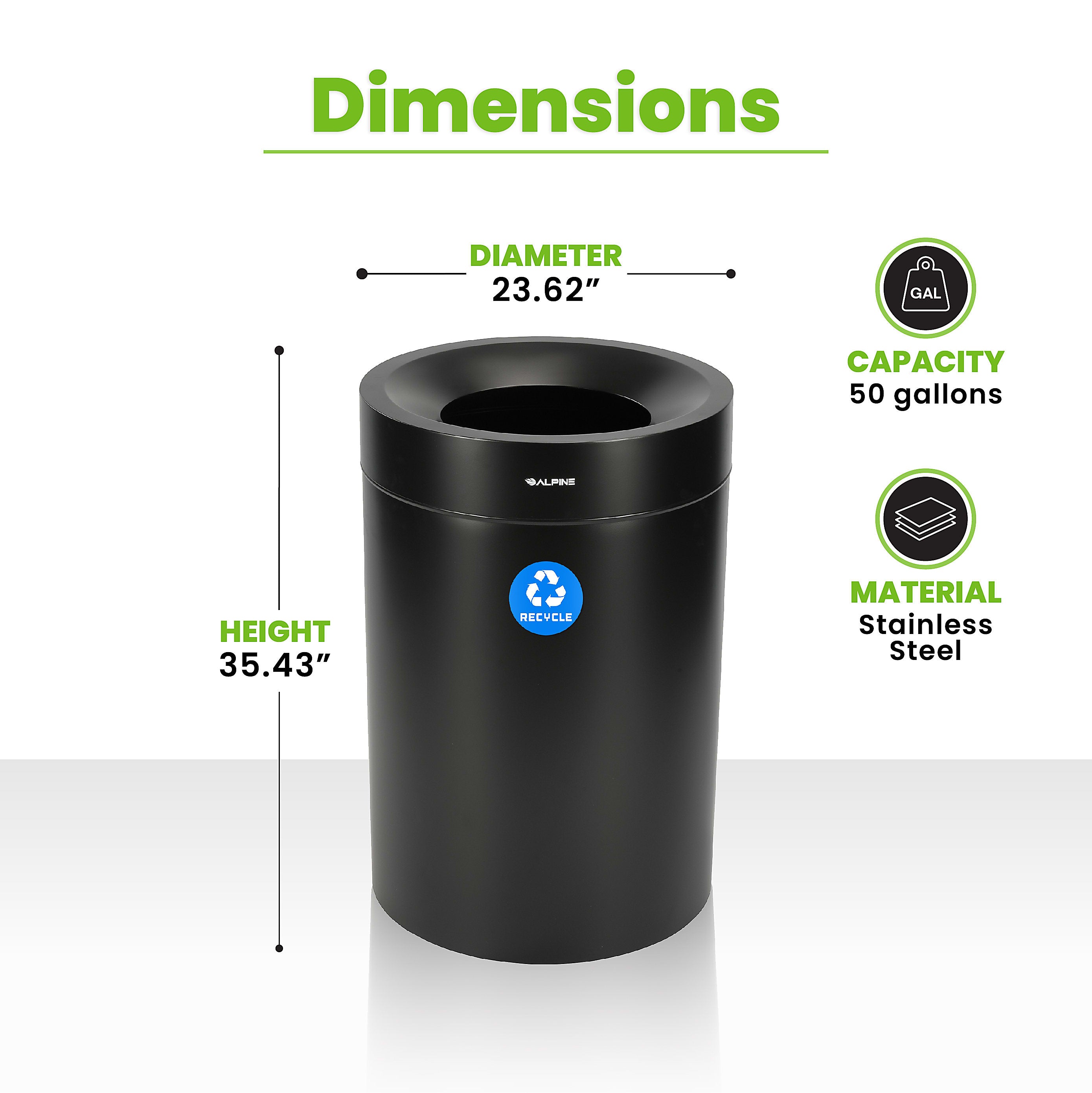 50 Gallon Stainless Steel Recycling Can (Black)
