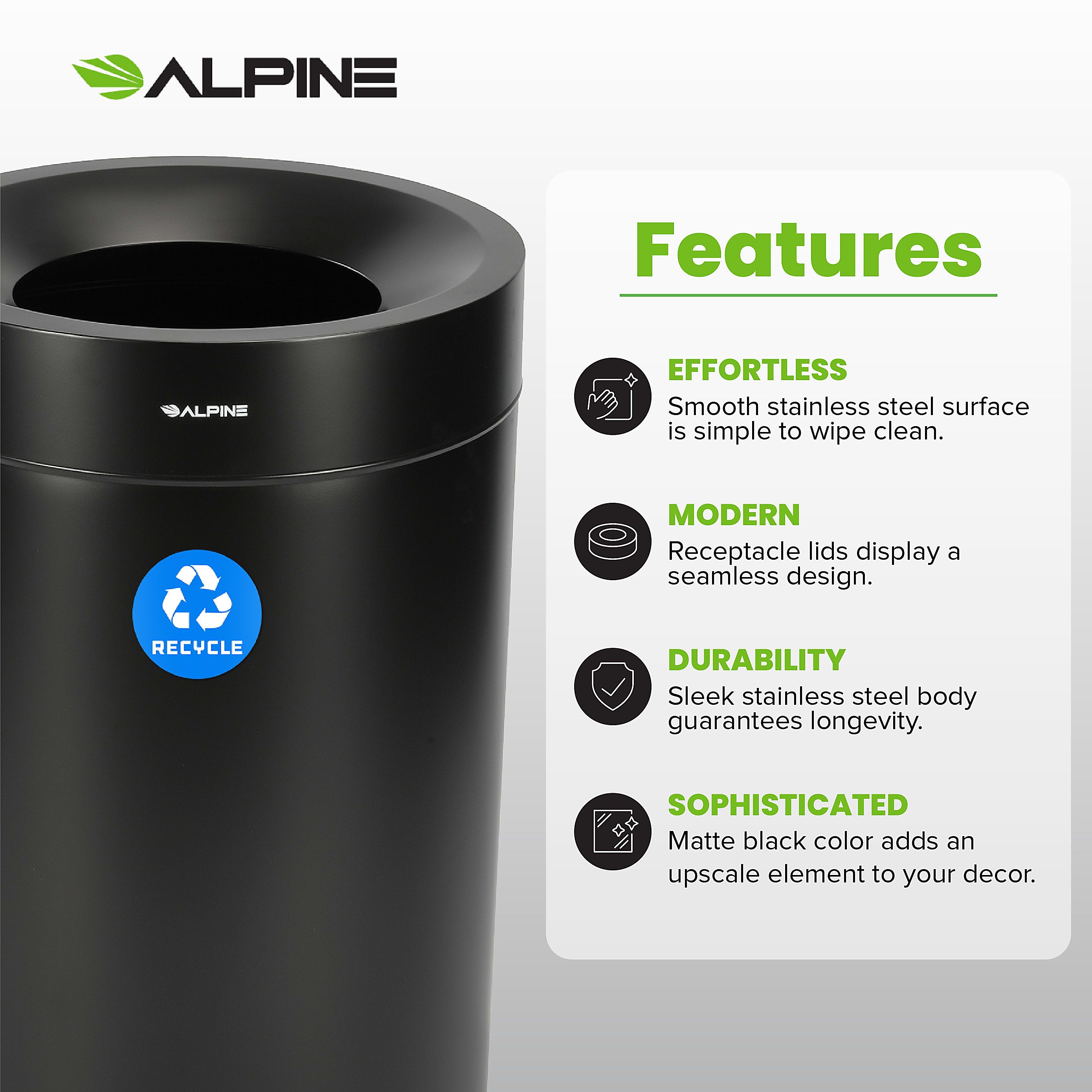 50 Gallon Stainless Steel Recycling Can (Black)