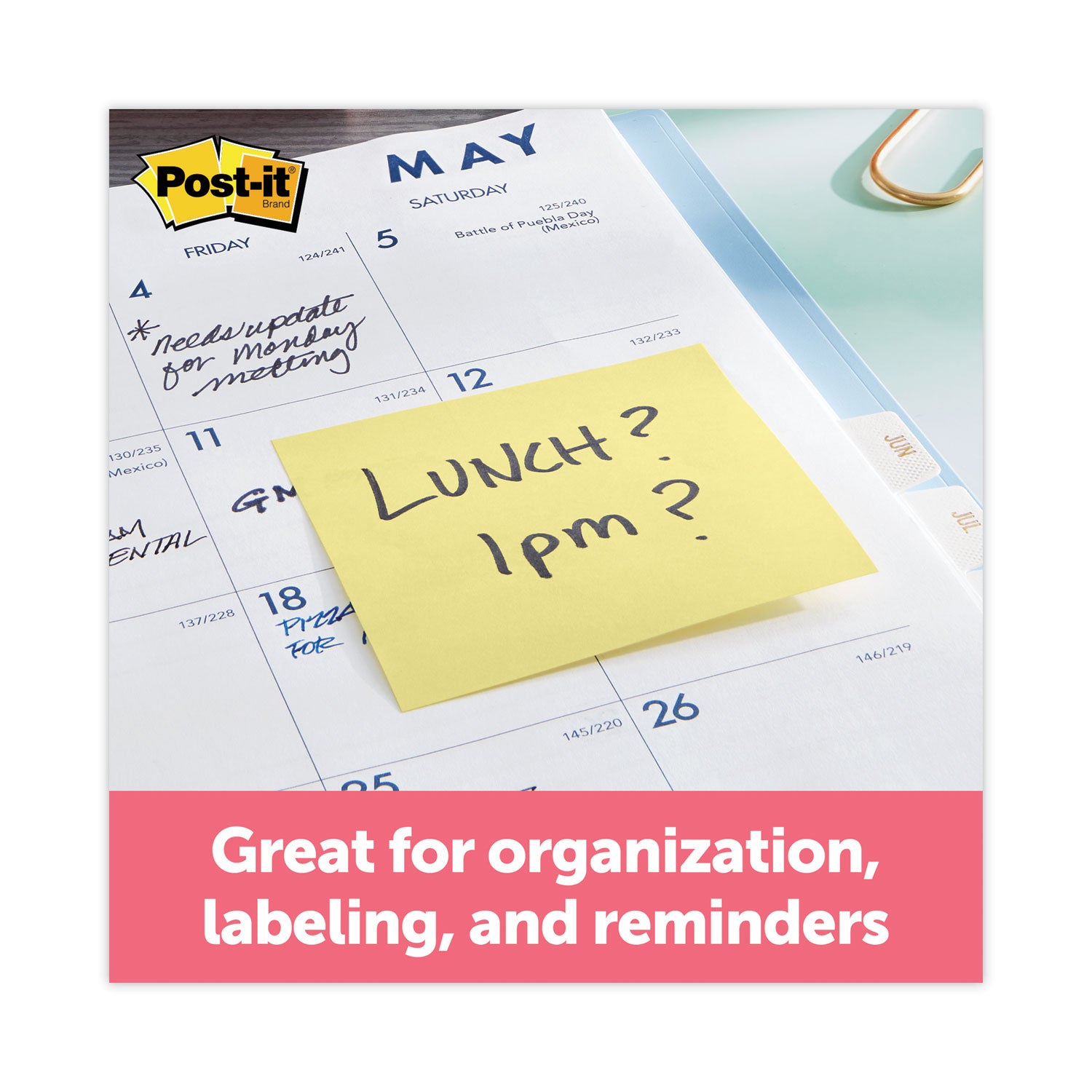 3" Flag/Note Width x 3" Flag/Note Length - Square - Canary Yellow - Paper - Pop-up, Recyclable, Adhesive - 1 Pack