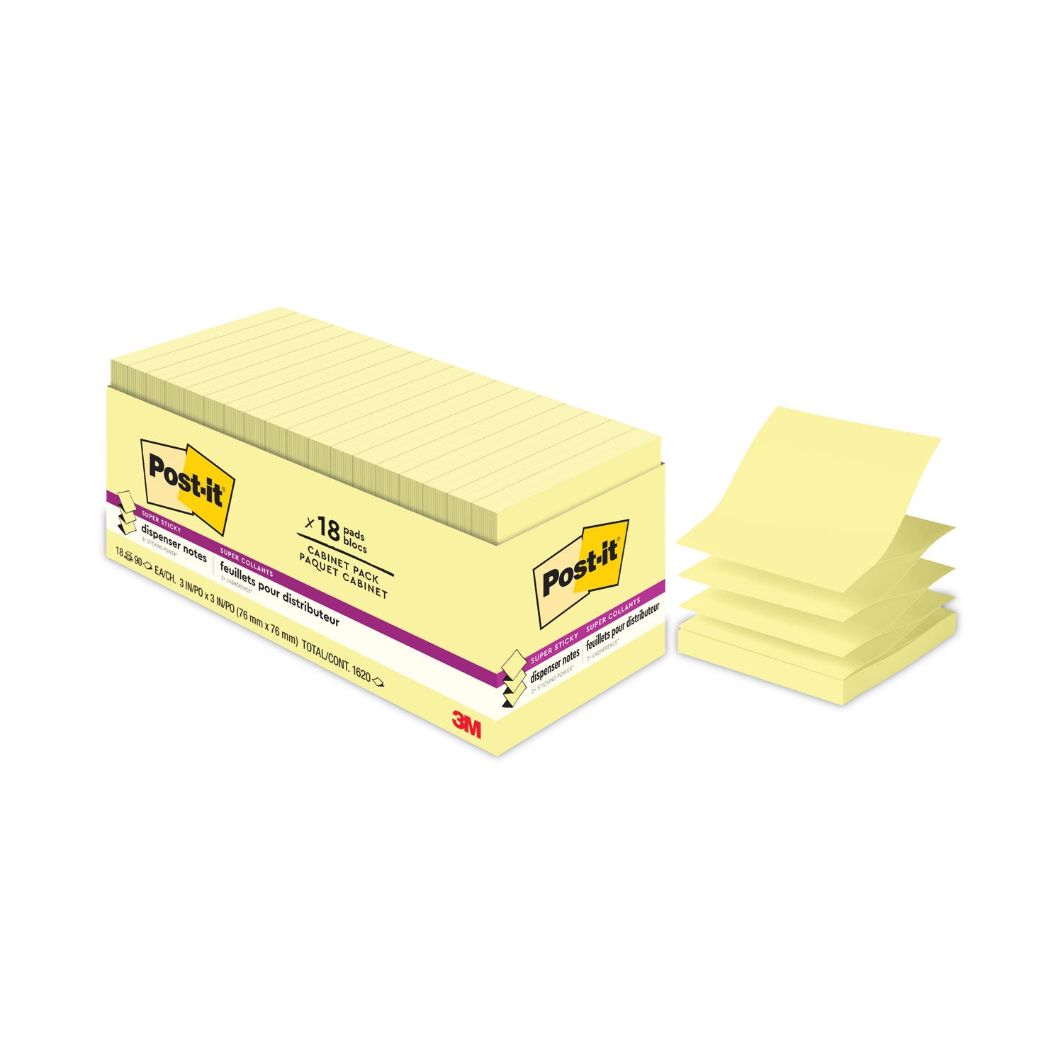 3" Flag/Note Width x 3" Flag/Note Length - Square - Canary Yellow - Paper - Pop-up, Recyclable, Adhesive - 1 Pack