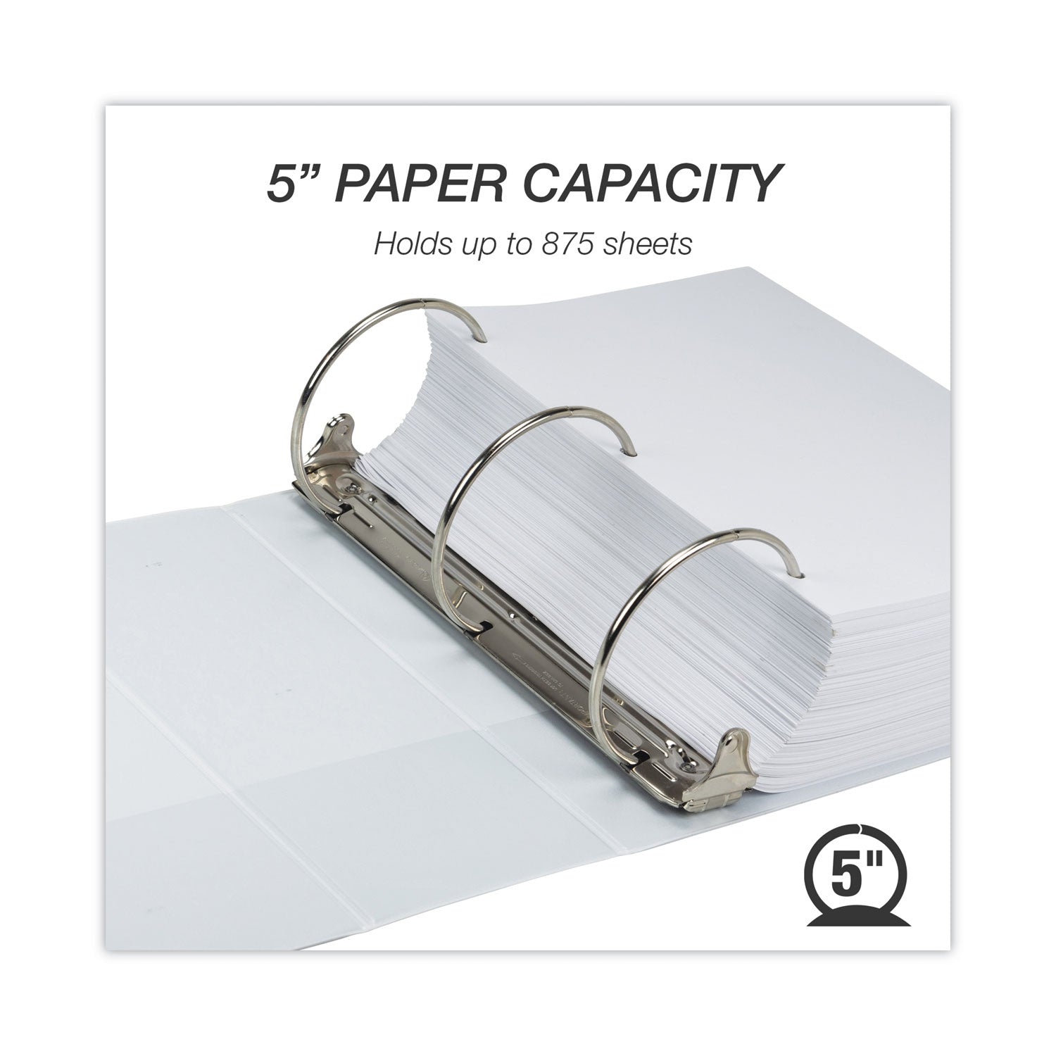 Samsill Earth's Choice Plant-based Durable View Binder, 5" Capacity, 3 Round Rings, Letter Size, 875 Sheet Capacity, 2 Internal Pockets, White, 1 Each