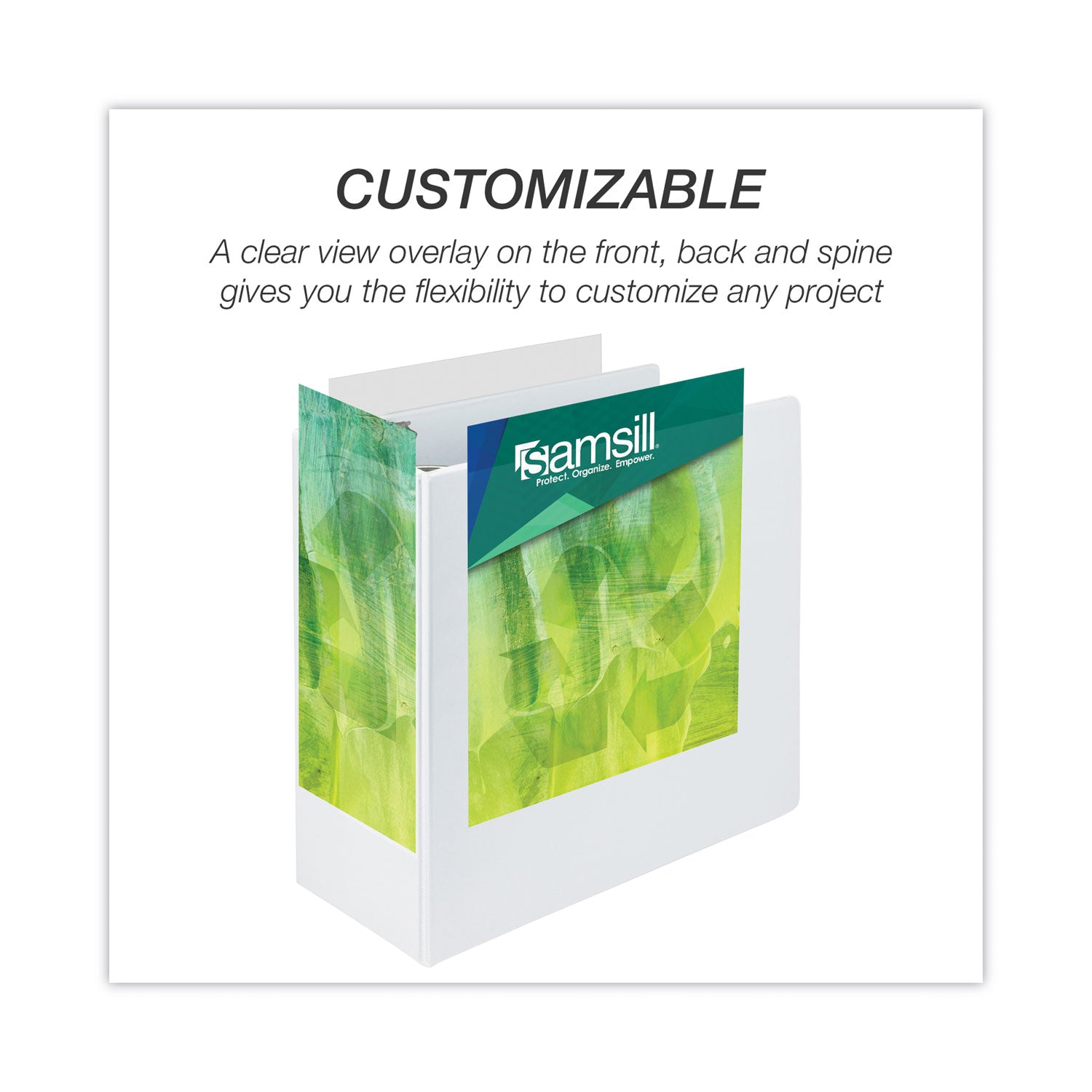 Samsill Earth's Choice Plant-based Durable View Binder, 5" Capacity, 3 Round Rings, Letter Size, 875 Sheet Capacity, 2 Internal Pockets, White, 1 Each