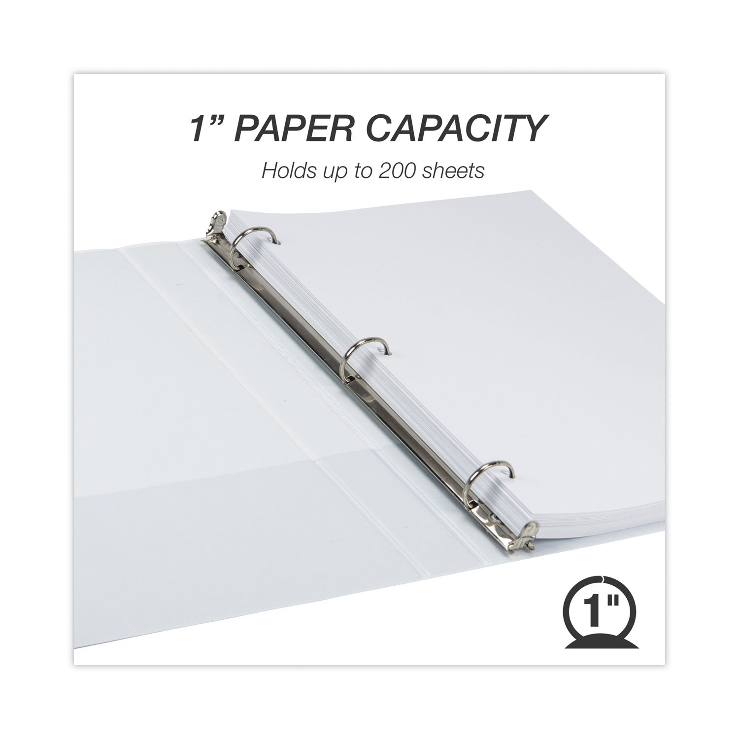 Samsill Earth's Choice Plant-based Durable View Binder, 1" Capacity, 3 Round Rings, Letter Size 8.5" x 11", 200 Sheet Capacity, 2 Internal Pockets, White, 1 Each
