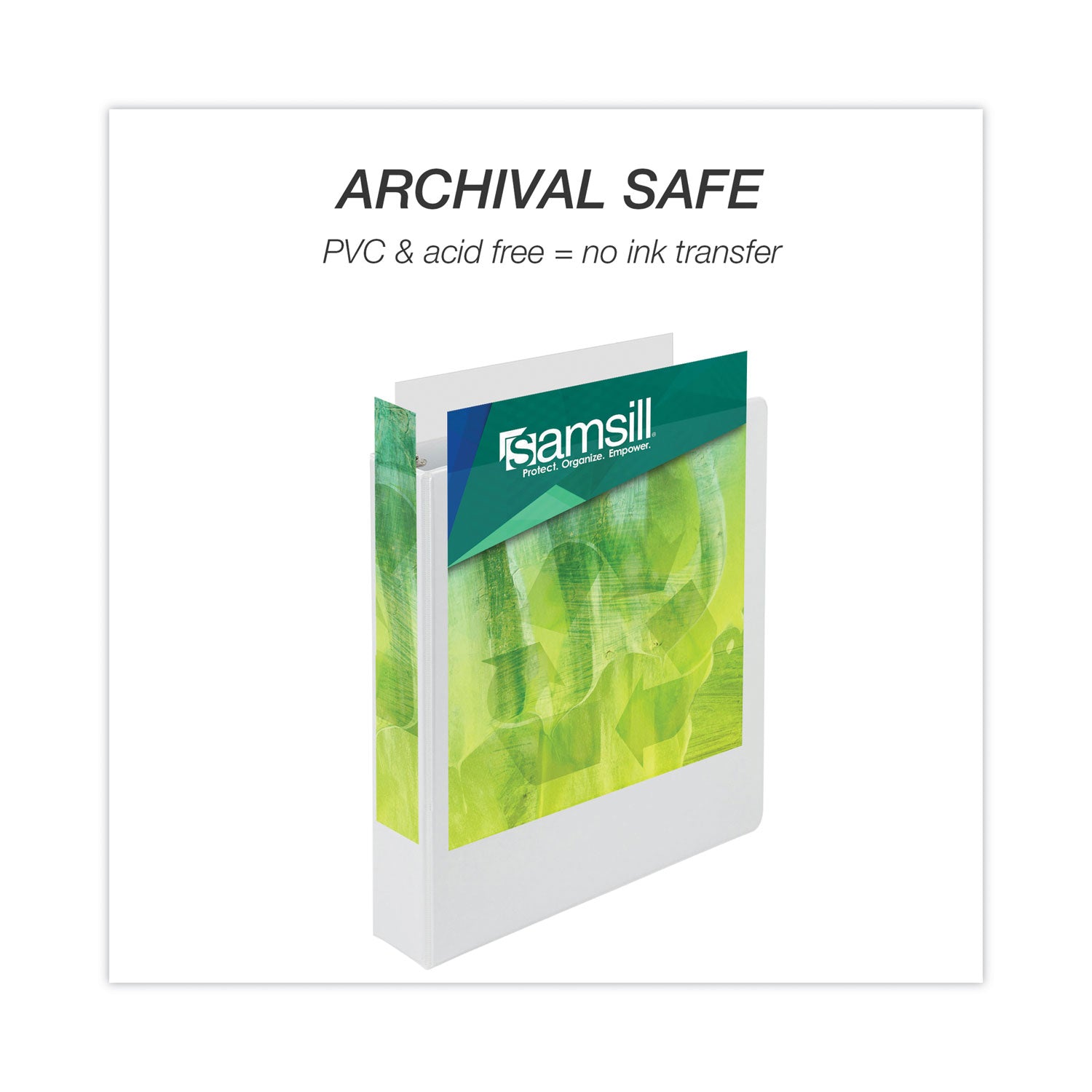 Samsill Earth's Choice Plant-based Durable View Binder, 1 1/2" Capacity, 3 Round Rings, Letter Size, 325 Sheet Capacity, 2 Internal Pockets, White, 1 Each