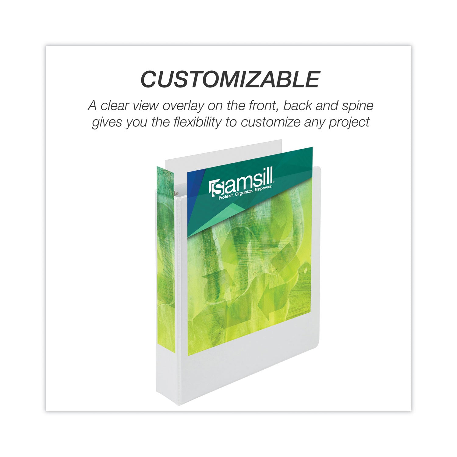 Samsill Earth's Choice Plant-based Durable View Binder, 1 1/2" Capacity, 3 Round Rings, Letter Size, 325 Sheet Capacity, 2 Internal Pockets, White, 1 Each