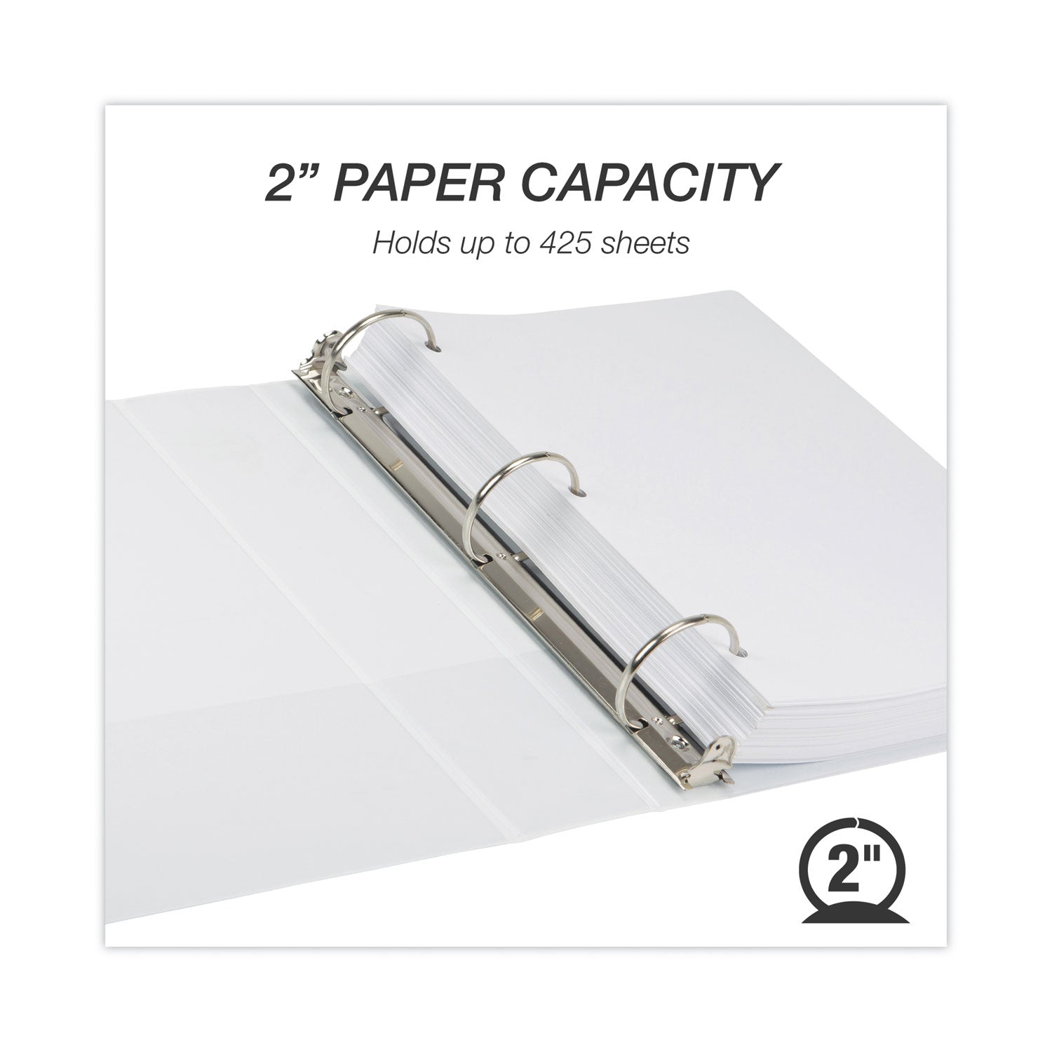 Samsill Earth's Choice Plant-based Durable View Binder, 2" Capacity, 3 Round Rings, Letter Size 8.5" x 11", 425 Sheet Capacity, 2 Internal Pockets, White, 1 Each
