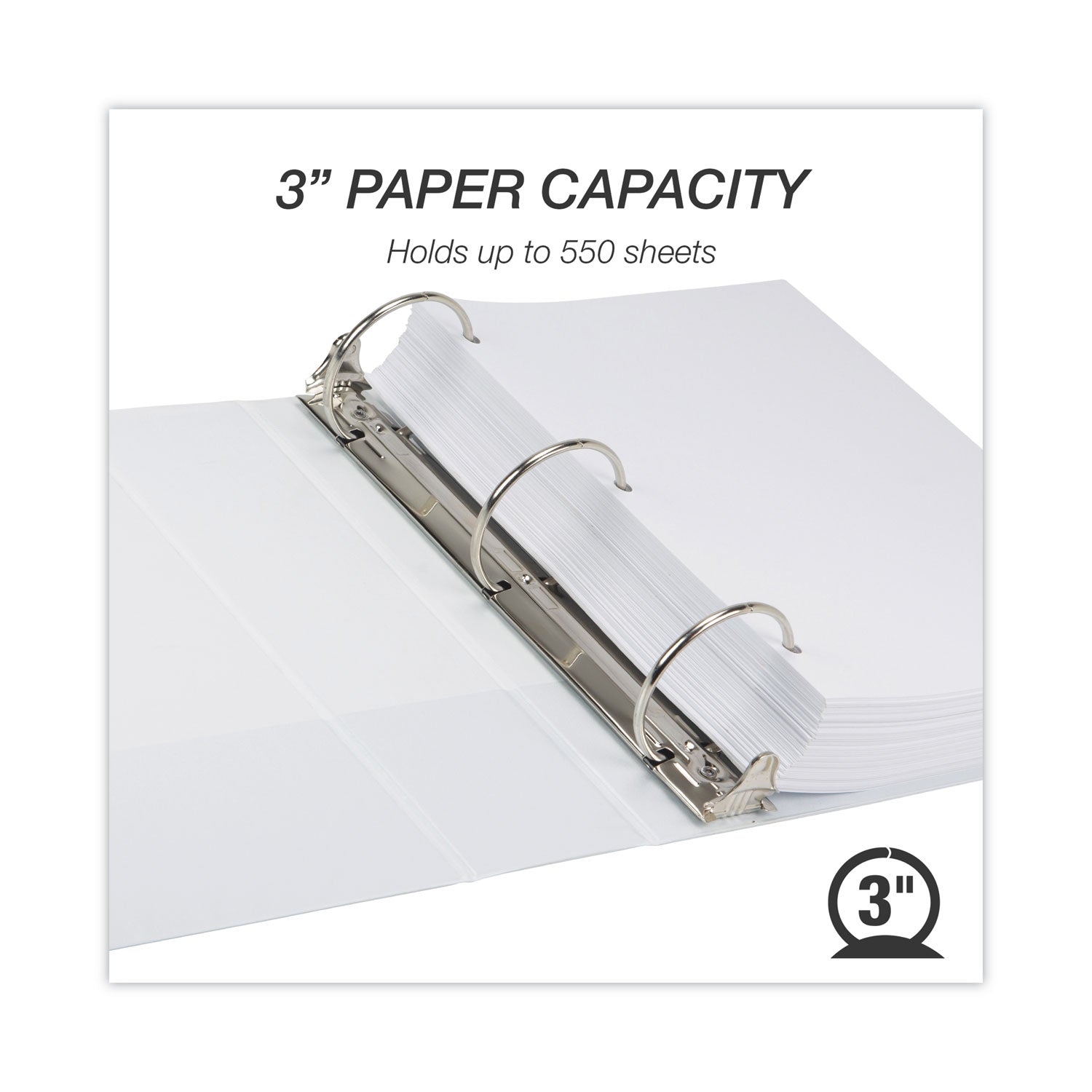 Samsill Earth's Choice Plant-based Durable View Binder, 3" Capacity, 550 Sheet, 3 Round Rings, 2 Internal Pockets, Letter Size, White, 1 Each
