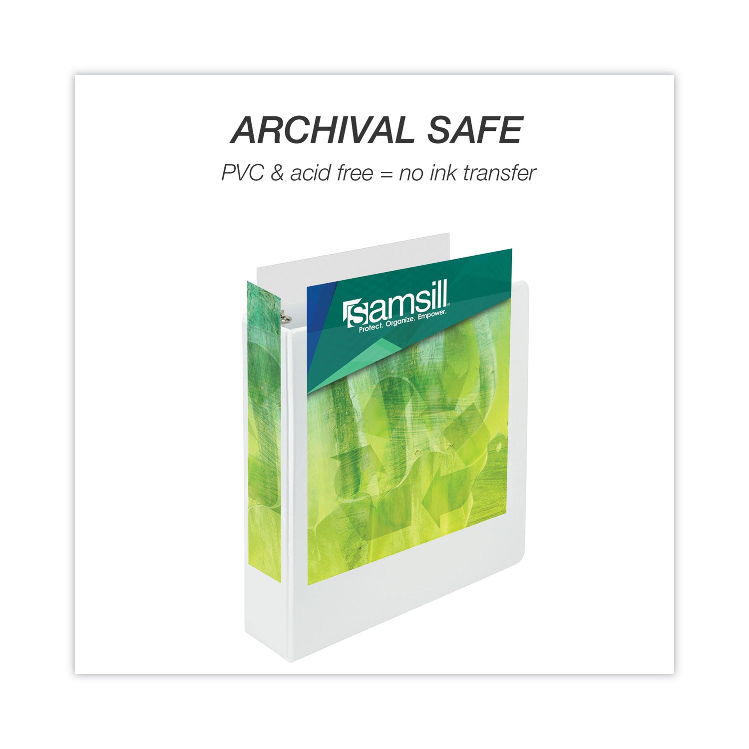 Samsill Earth's Choice Plant-based Durable View Binder, 3" Capacity, 550 Sheet, 3 Round Rings, 2 Internal Pockets, Letter Size, White, 1 Each