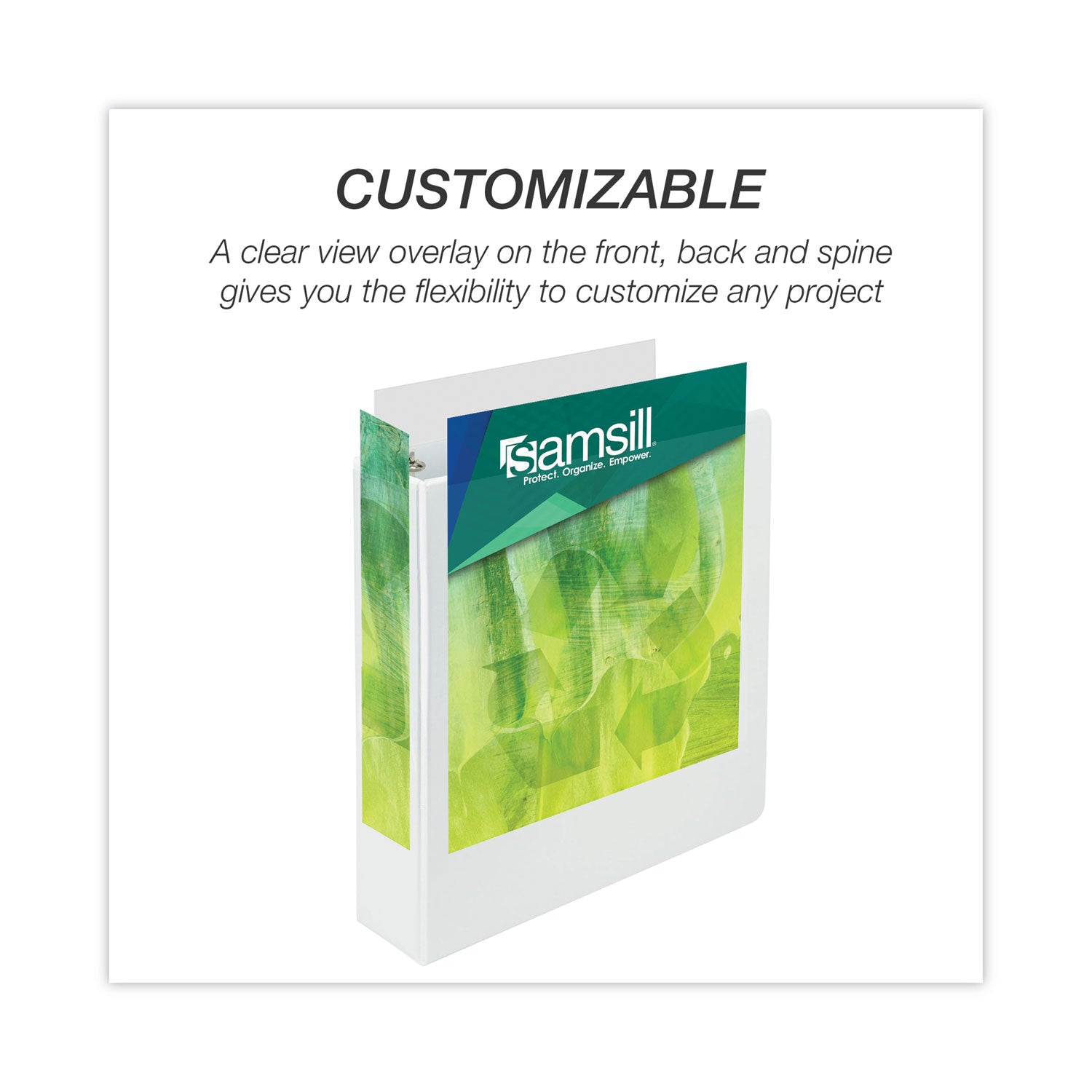 Samsill Earth's Choice Plant-based Durable View Binder, 3" Capacity, 550 Sheet, 3 Round Rings, 2 Internal Pockets, Letter Size, White, 1 Each