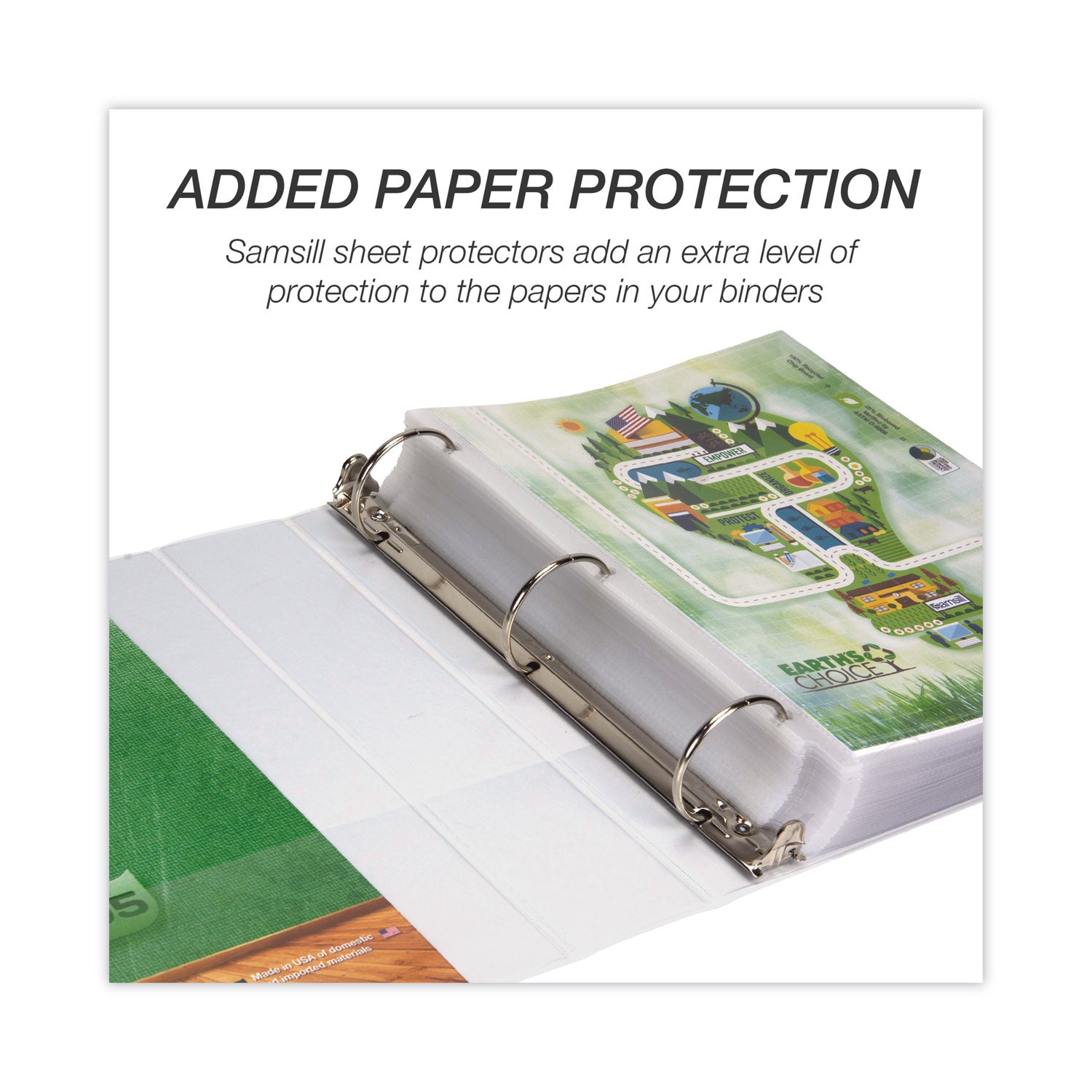 Samsill Earth's Choice Plant-based Durable View Binder, 3" Capacity, 550 Sheet, 3 Round Rings, 2 Internal Pockets, Letter Size, White, 1 Each