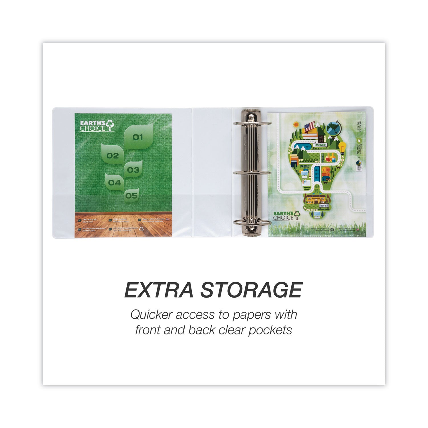 Samsill Earth's Choice Plant-based Durable View Binder, 4" Capacity, 3 Round Rings, Letter Size, Holds 675 Sheets, 2 Internal Pockets, White, 1 Each