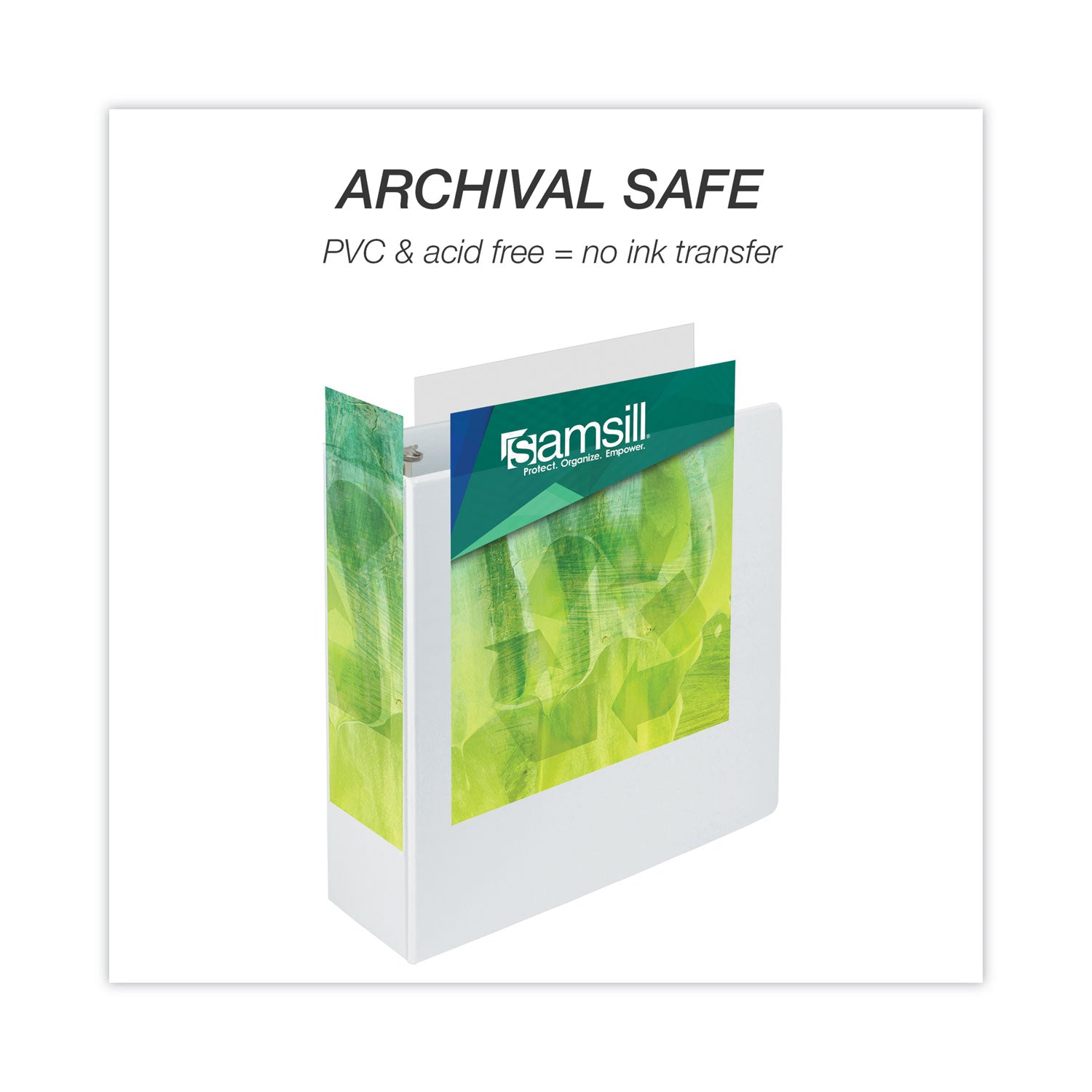 Samsill Earth's Choice Plant-based Durable View Binder, 4" Capacity, 3 Round Rings, Letter Size, Holds 675 Sheets, 2 Internal Pockets, White, 1 Each