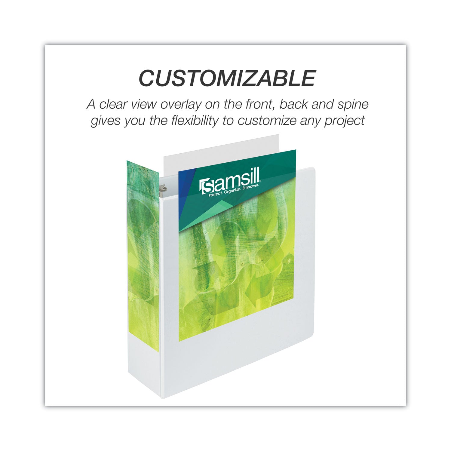 Samsill Earth's Choice Plant-based Durable View Binder, 4" Capacity, 3 Round Rings, Letter Size, Holds 675 Sheets, 2 Internal Pockets, White, 1 Each