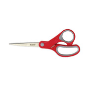 Scotch Multipurpose Scissors - 8" Overall Length - Straight-left/right - Stainless Steel - Red, Silver - 1 Each