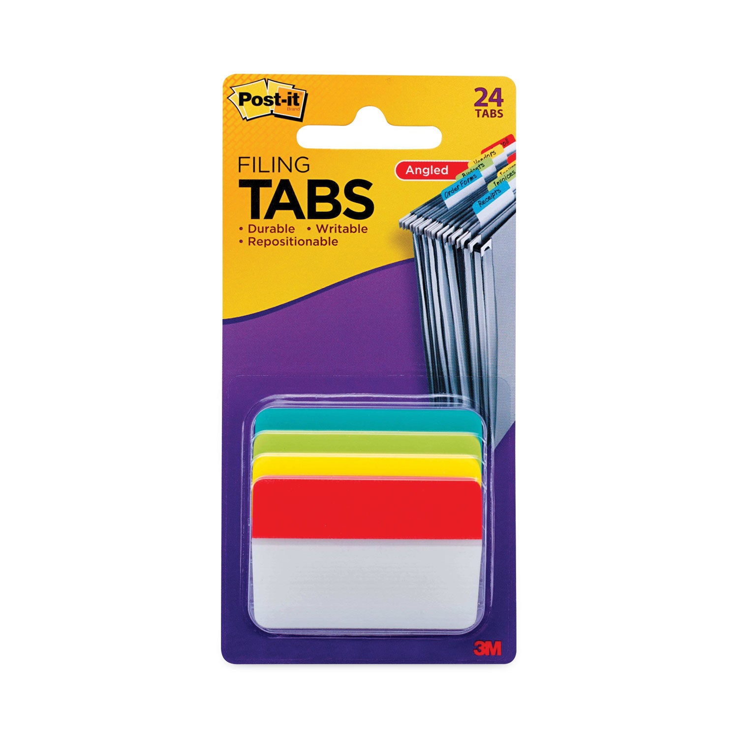 Write-on Tab(s) - 2" Tab Height x 1.50" Tab Width - Assorted Tab(s) - Durable, Tear Resistant, Wear Resistant, Reusable - 24 / Pack