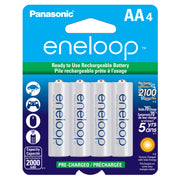 Panasonic eneloop AA 4-Pack 2000mAh Pre-Charged Ni-MH Batteries - Recharge up to 2100 times