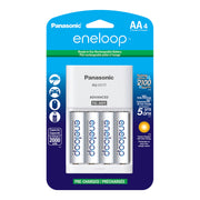 Panasonic 4 Position Advanced Charger + eneloop AA 4-Pack 2100 Cycle Rechargeable Batteries