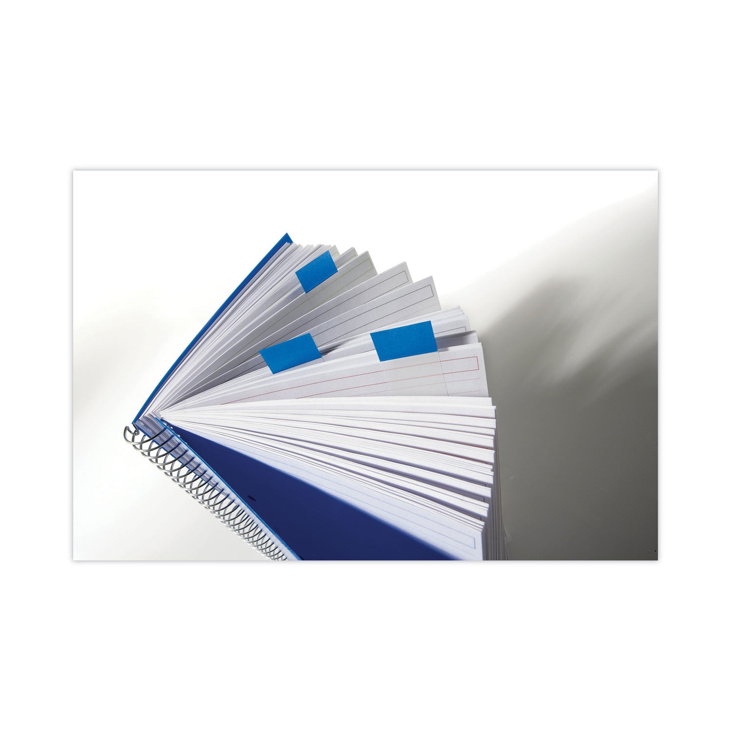 Post-it&reg; Flags in Desk Grip Dispenser - 200 - 1" Flag/Note Width x 1 3/4" Flag/Note Length - Rectangle - Unruled - Blue - Removable, Self-adhesive - Dispenser Included - 200 / Pack