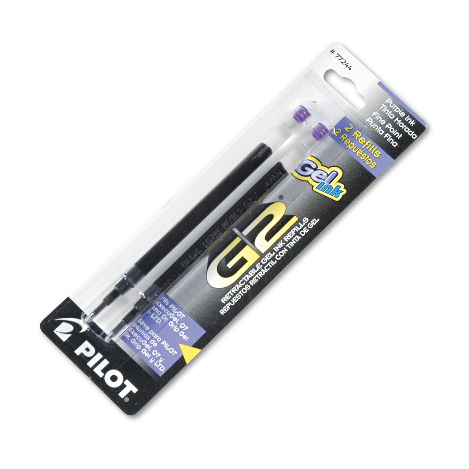 Pilot G2 Premium Gel Ink Pen Refills - 0.70 mm , Fine Point - Purple Ink - Smear Proof - 2 / Pack