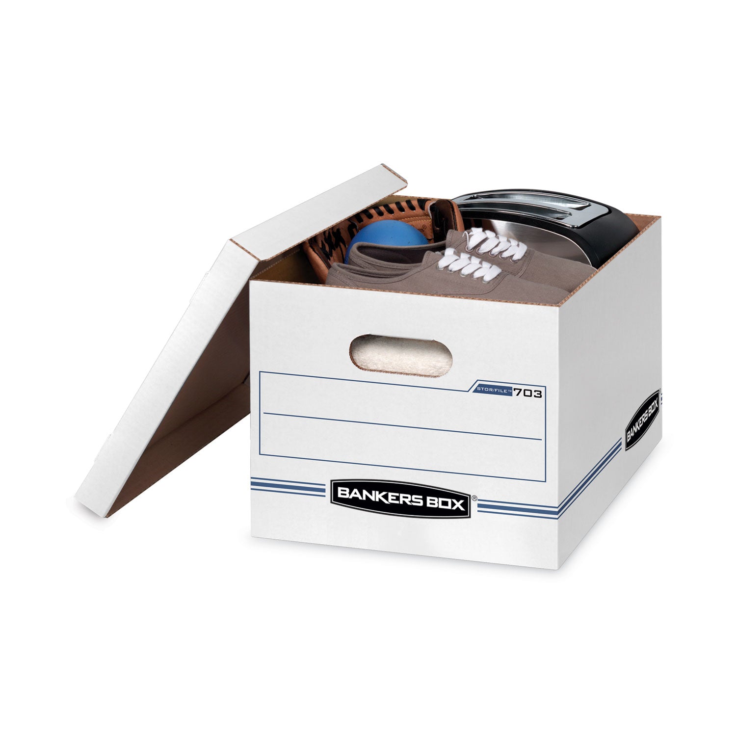 Bankers Box STOR/FILE File Storage Box, Letter/Legal Size, Lift-off Lid, Light Duty, Stackable, Recycled, 6 Pack