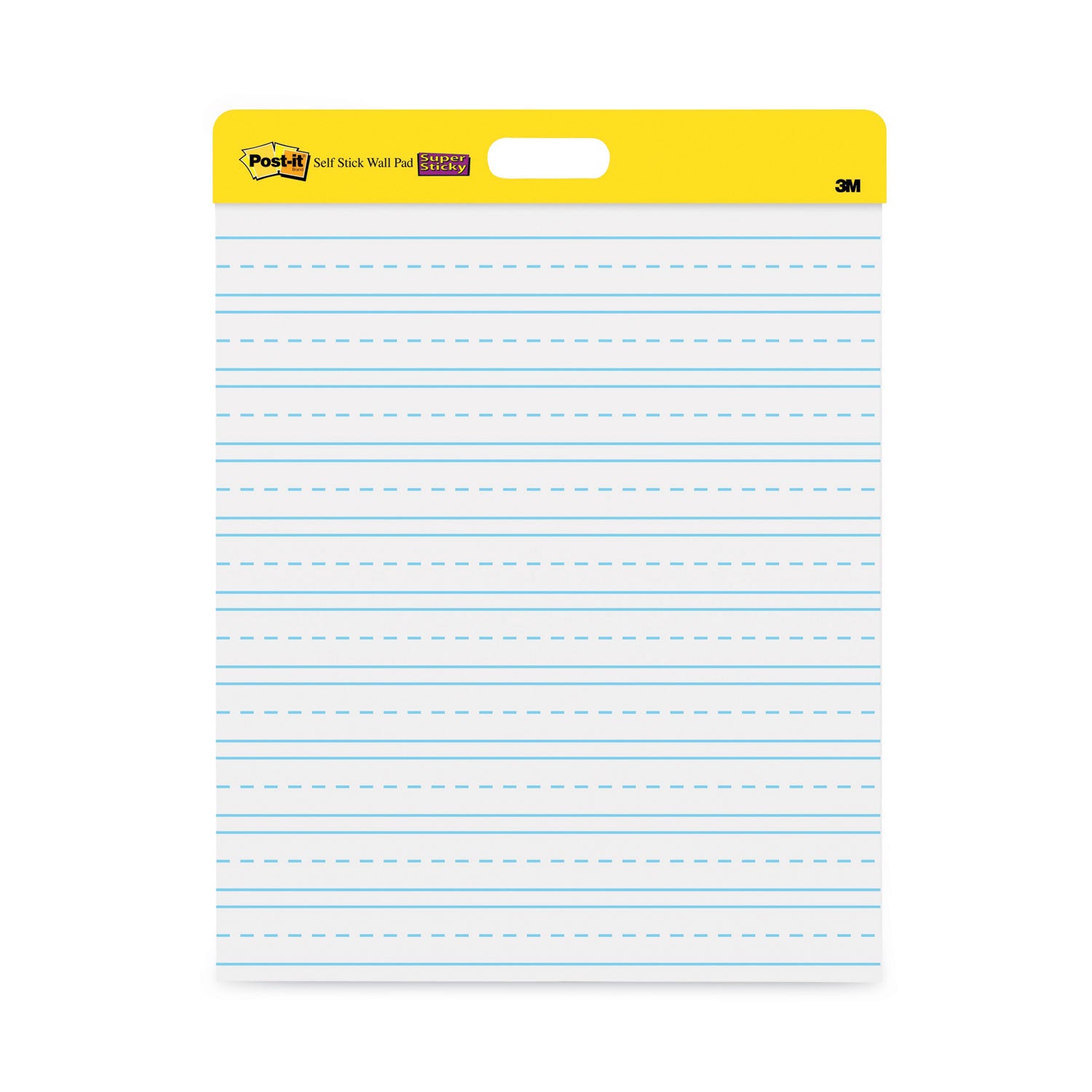 Post-it Self-Stick Wall Pads, 20" x 23", White, Ruled Blue Margin, 20 Sheets per Pad, 2 Pads per Pack, Stapled, Self-adhesive, Bleed Resistant, Repositionable, Removable, Sturdy Cardboard Cover