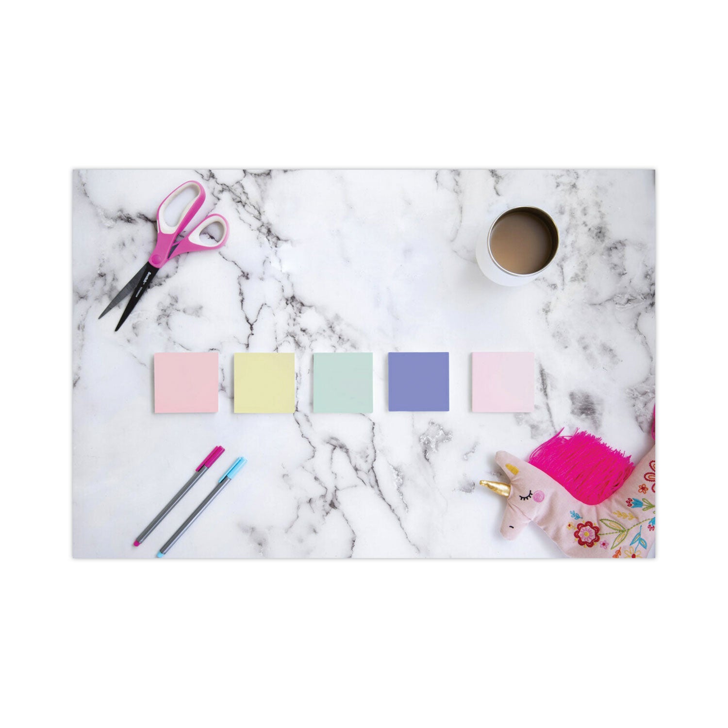 1800 x Assorted - 3" Flag/Note Width x 3" Flag/Note Length - Square - 75 Sheets per Pad - Unruled - Positively Pink, Canary Yellow, Fresh Mint, Moonstone - Paper - Repositionable, Self-adhesive - Recycled - 1 Pack