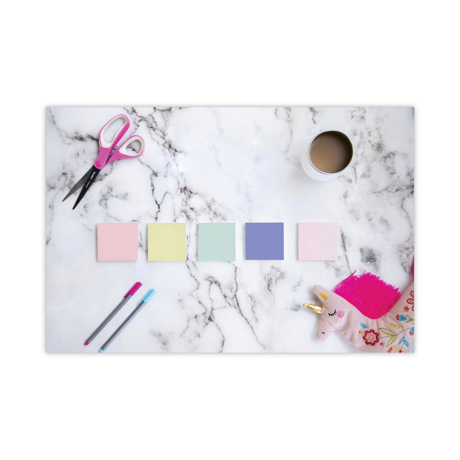 1200 - 3" Flag/Note Width x 3" Flag/Note Length - Square - 100 Sheets per Pad - Unruled - Positively Pink, Pink Salt, Canary Yellow, Fresh Mint, Moonstone - Paper - Self-adhesive, Repositionable - Recycled - 12 / Pack