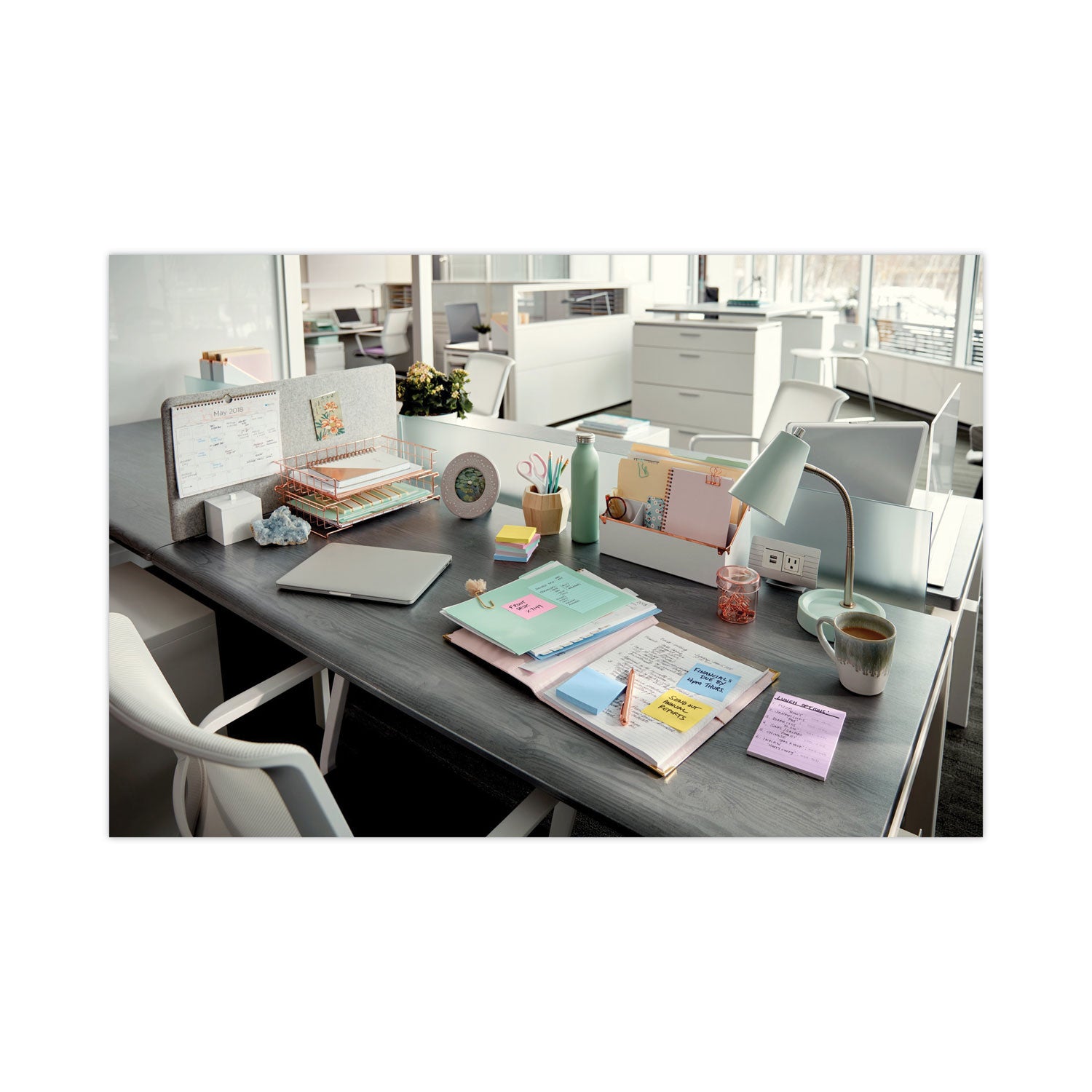 1200 - 3" Flag/Note Width x 3" Flag/Note Length - Square - 100 Sheets per Pad - Unruled - Positively Pink, Pink Salt, Canary Yellow, Fresh Mint, Moonstone - Paper - Self-adhesive, Repositionable - Recycled - 12 / Pack