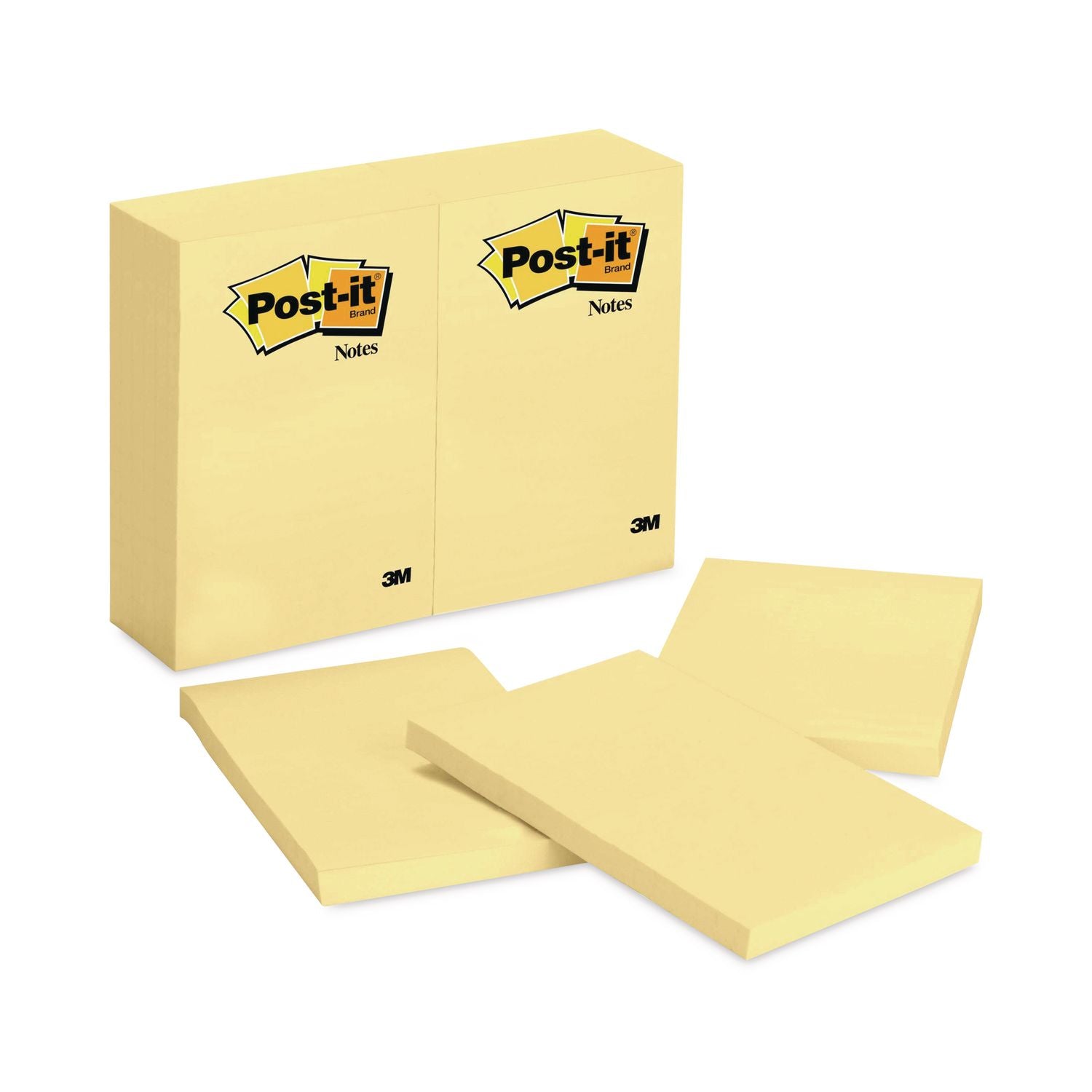 Post-it&reg; Notes Original Notepads - 4" Flag/Note Width x 6" Flag/Note Length - Rectangle - 100 Sheets per Pad - Unruled - Canary Yellow - Paper - Self-adhesive, Repositionable - 12 / Pack